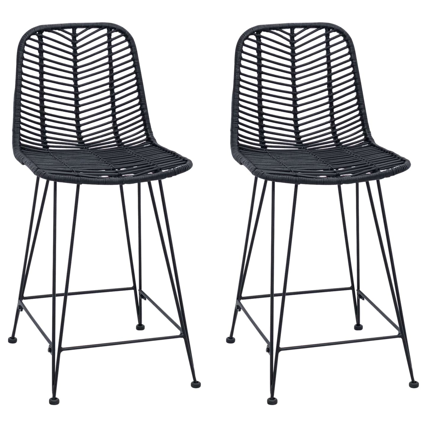 Barkruk 2 pcs Zwart 44,5 x 54,5 x 97,5 cm Riet en IJzer is nu te koop bij PeponiXL, paradijselijk wonen!