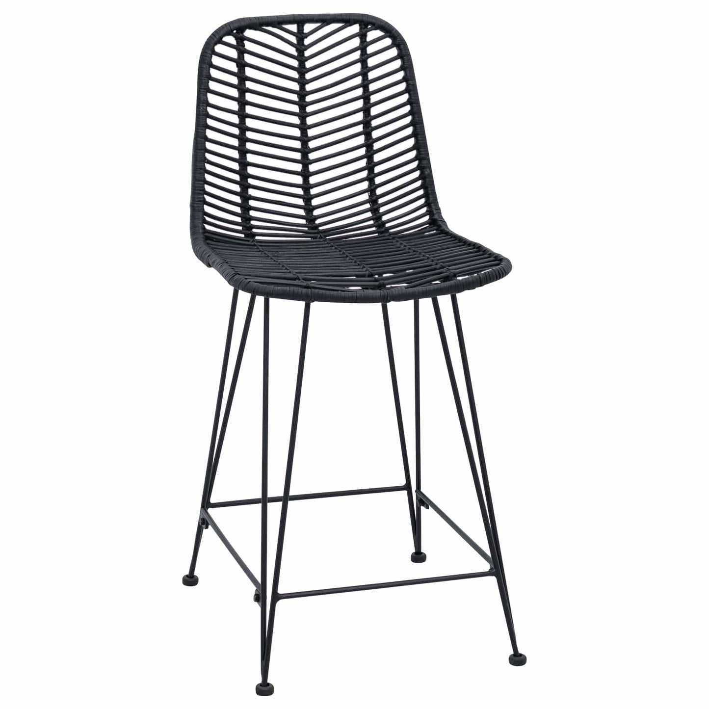 Barkruk 2 pcs Zwart 44,5 x 54,5 x 97,5 cm Riet en IJzer is nu te koop bij PeponiXL, paradijselijk wonen!