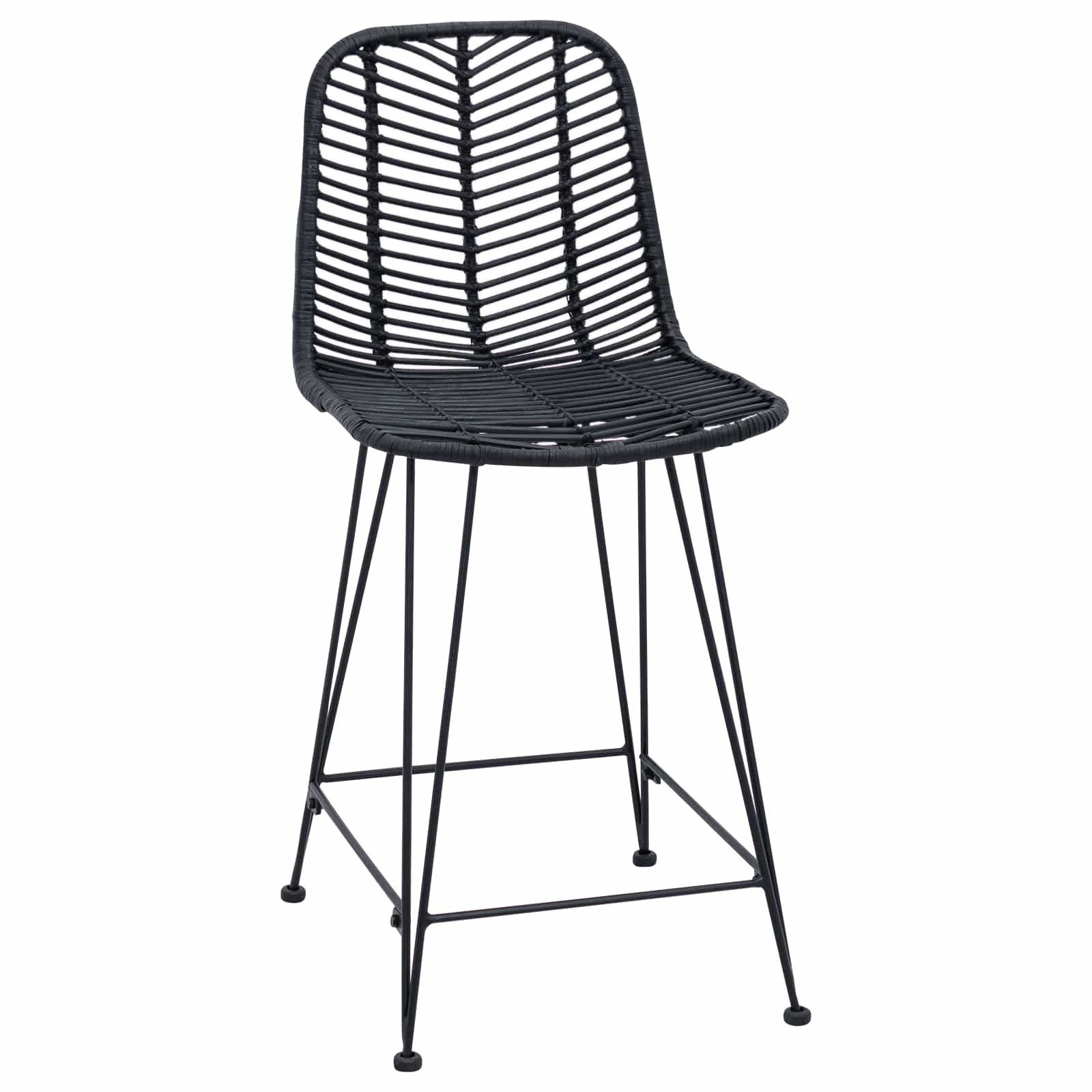 Barkruk 2 pcs Zwart 44,5 x 54,5 x 97,5 cm Riet en IJzer is nu te koop bij PeponiXL, paradijselijk wonen!