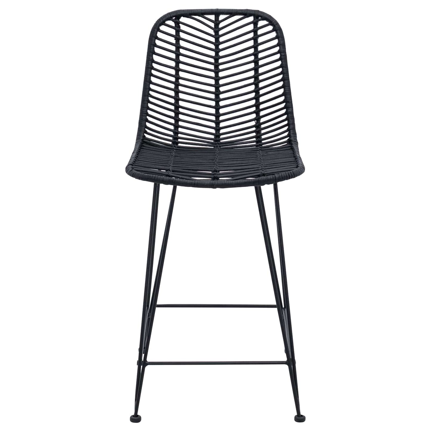Barkruk 2 pcs Zwart 44,5 x 54,5 x 97,5 cm Riet en IJzer is nu te koop bij PeponiXL, paradijselijk wonen!