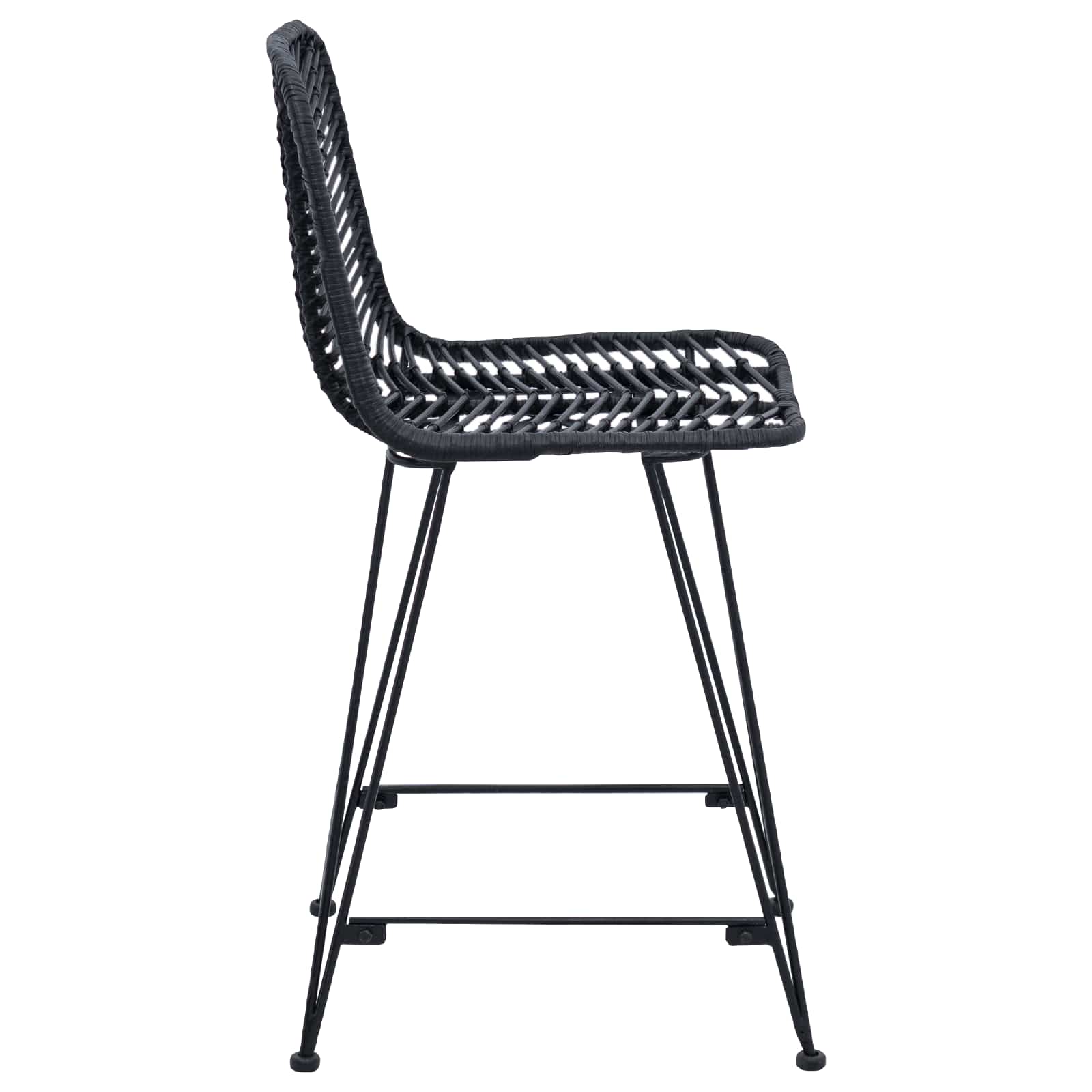 Barkruk 2 pcs Zwart 44,5 x 54,5 x 97,5 cm Riet en IJzer is nu te koop bij PeponiXL, paradijselijk wonen!