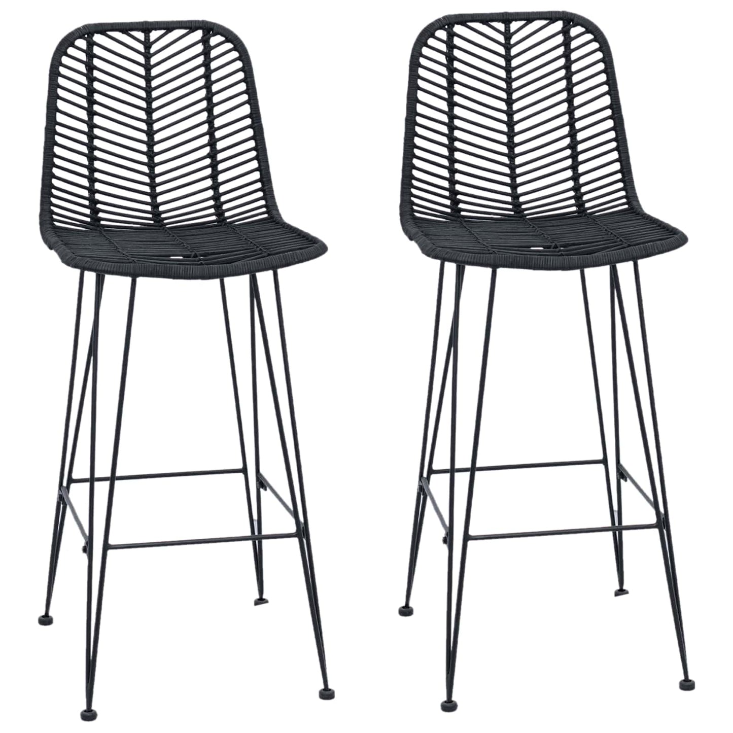Barkruk 2 pcs Zwart 44,5 x 53 x 111 cm Riet en IJzer is nu te koop bij PeponiXL, paradijselijk wonen!
