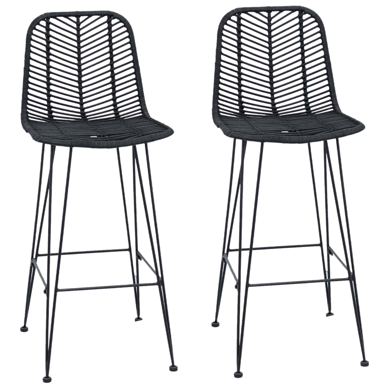 Barkruk 2 pcs Zwart 44,5 x 53 x 111 cm Riet en IJzer is nu te koop bij PeponiXL, paradijselijk wonen!