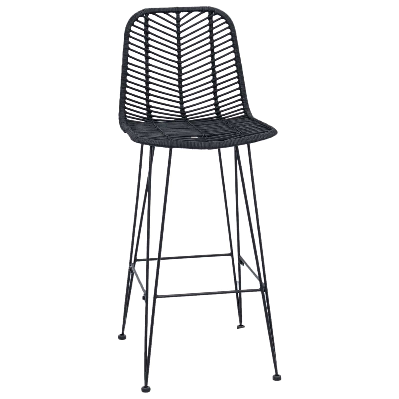 Barkruk 2 pcs Zwart 44,5 x 53 x 111 cm Riet en IJzer is nu te koop bij PeponiXL, paradijselijk wonen!