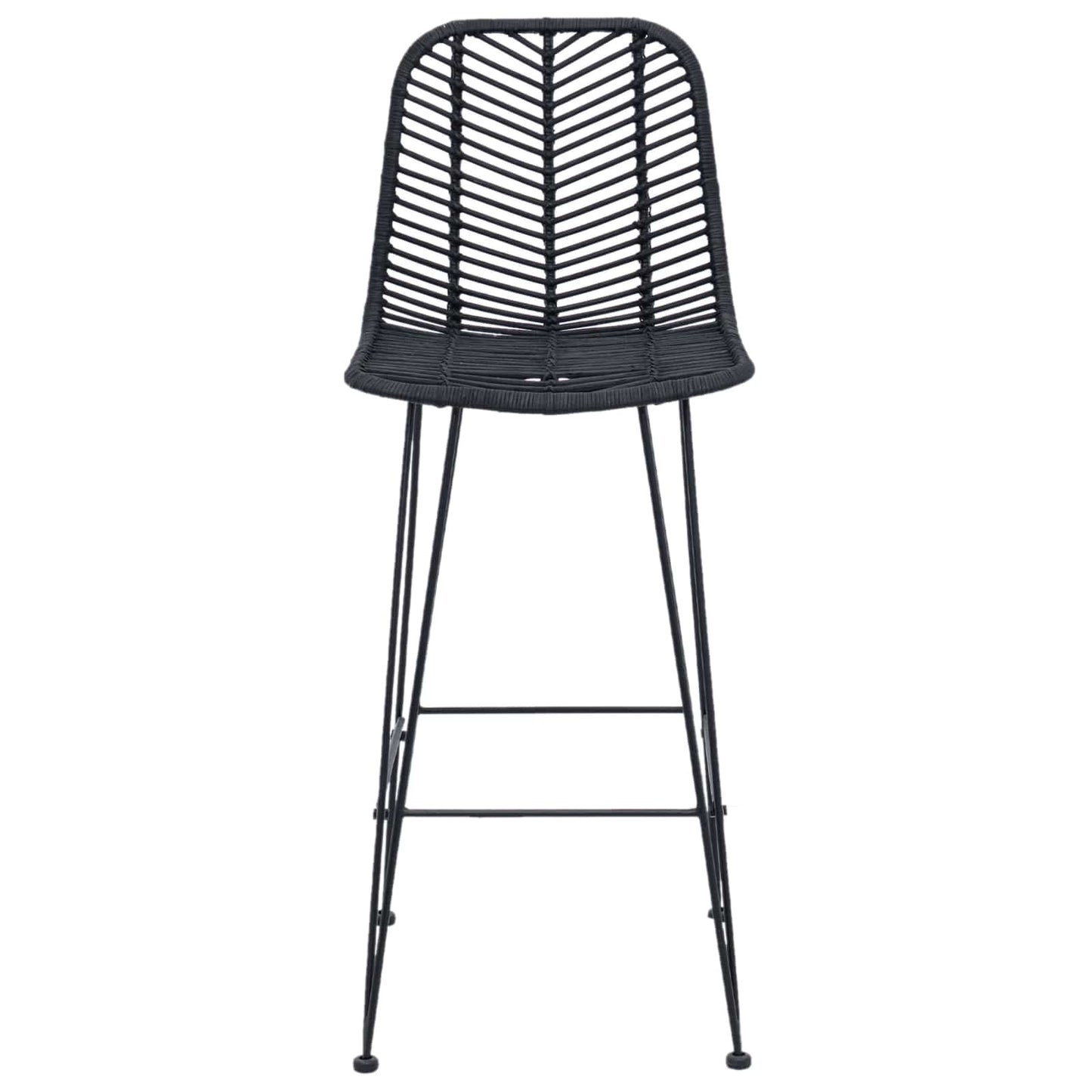 Barkruk 2 pcs Zwart 44,5 x 53 x 111 cm Riet en IJzer is nu te koop bij PeponiXL, paradijselijk wonen!