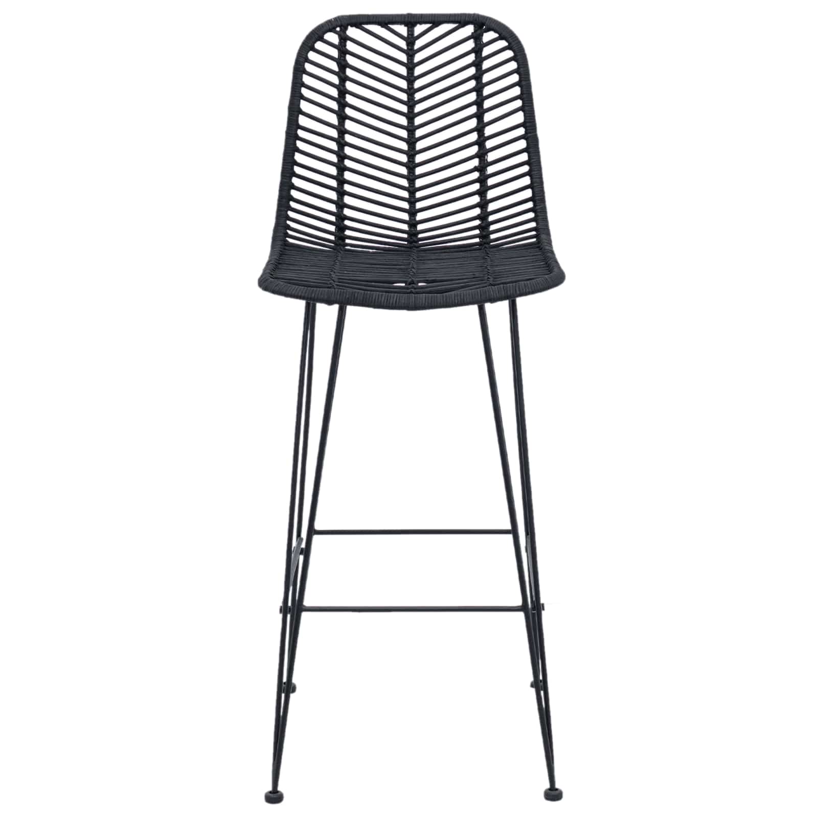 Barkruk 2 pcs Zwart 44,5 x 53 x 111 cm Riet en IJzer is nu te koop bij PeponiXL, paradijselijk wonen!