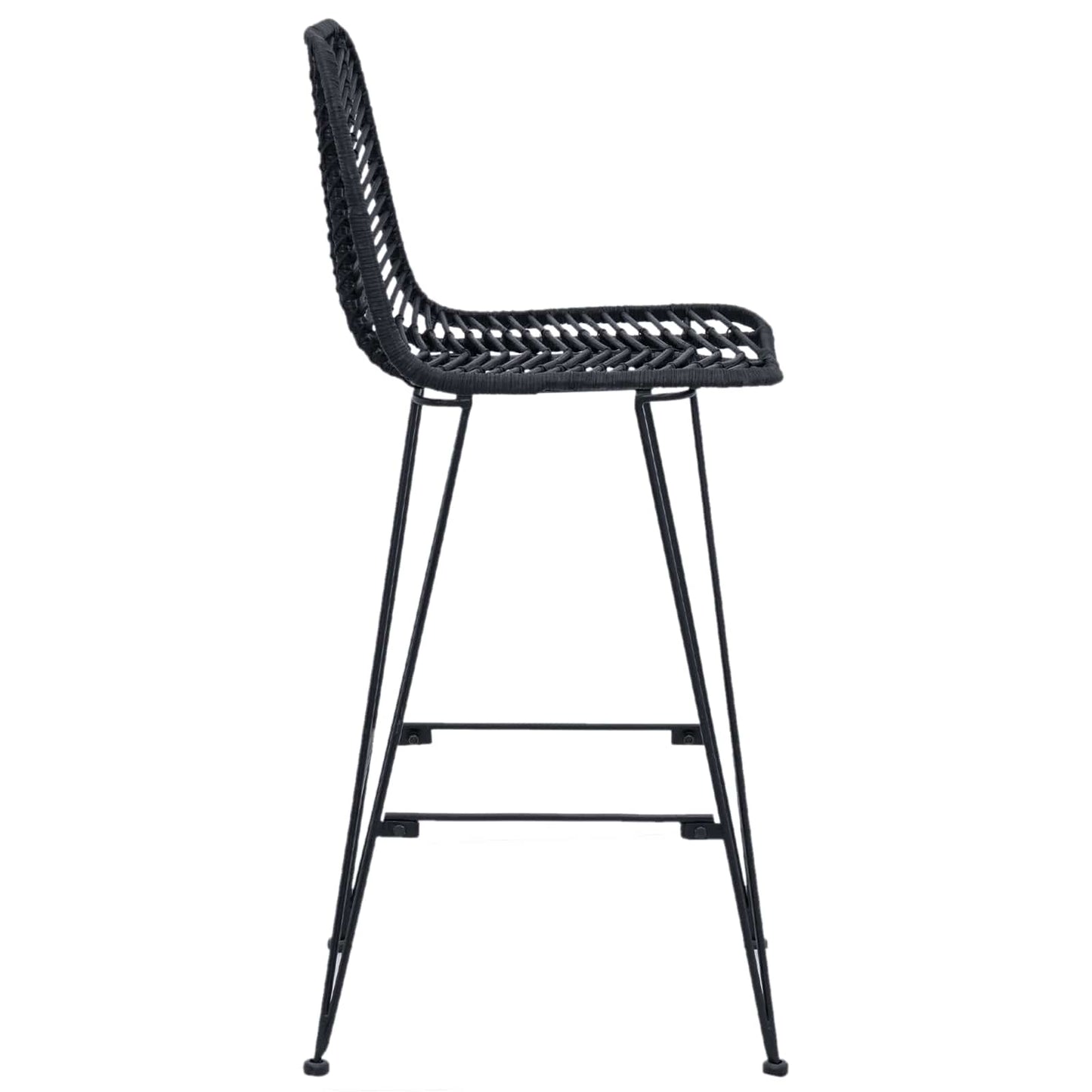 Barkruk 2 pcs Zwart 44,5 x 53 x 111 cm Riet en IJzer is nu te koop bij PeponiXL, paradijselijk wonen!