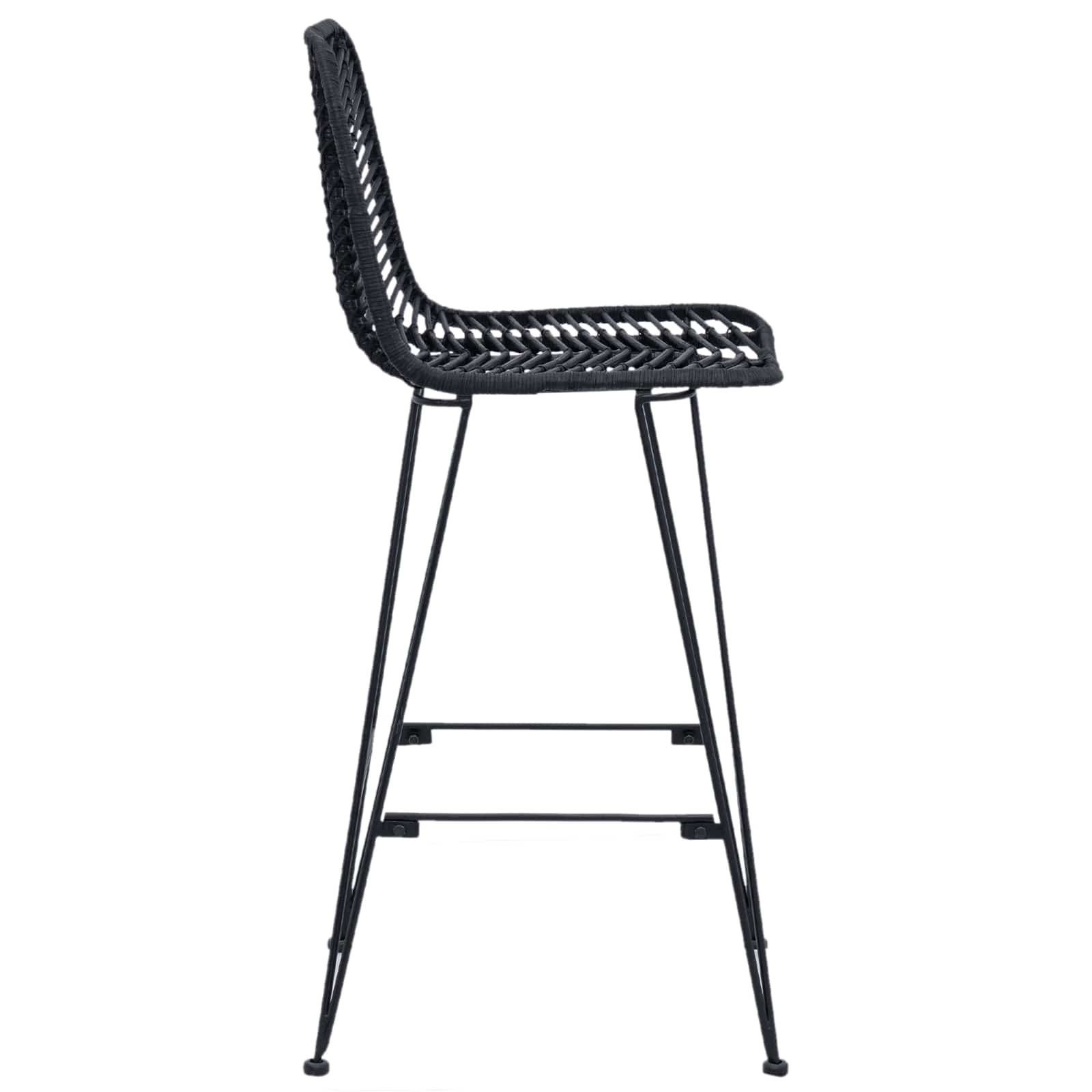 Barkruk 2 pcs Zwart 44,5 x 53 x 111 cm Riet en IJzer is nu te koop bij PeponiXL, paradijselijk wonen!