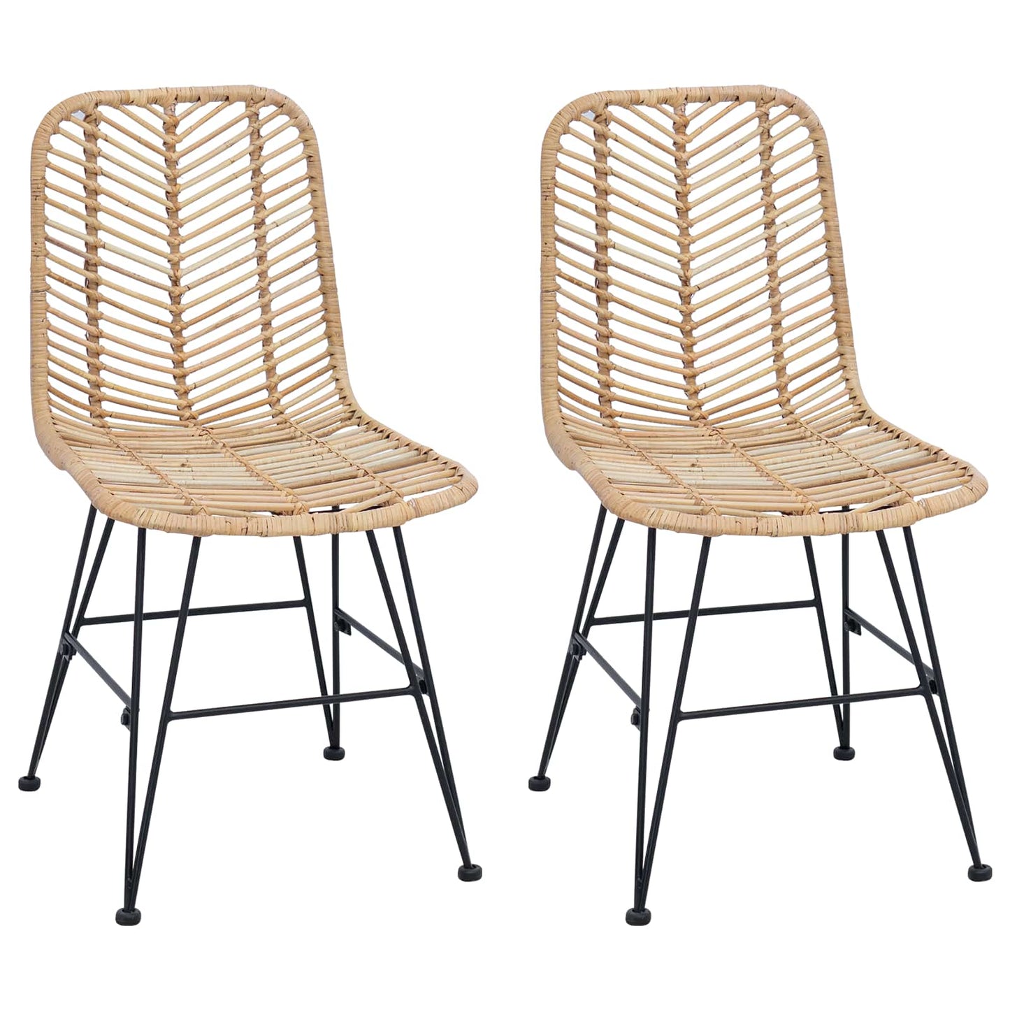 Eetkamerstoel 2 pcs Naturel 44 x 47 x 85 cm Riet en IJzer is nu te koop bij PeponiXL, paradijselijk wonen!