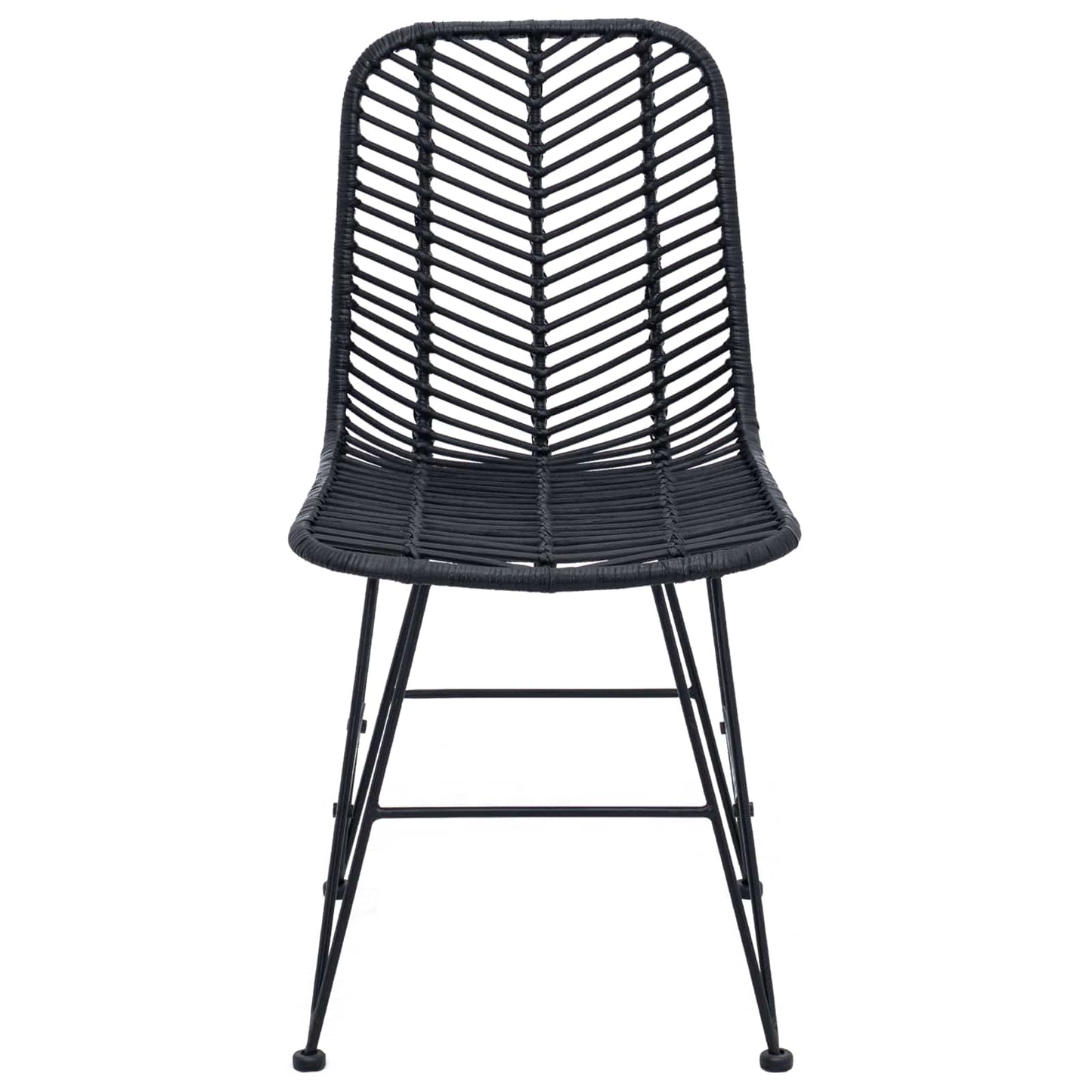 Eetkamerstoel 2 pcs Zwart 44 x 47 x 85 cm Riet en IJzer is nu te koop bij PeponiXL, paradijselijk wonen!