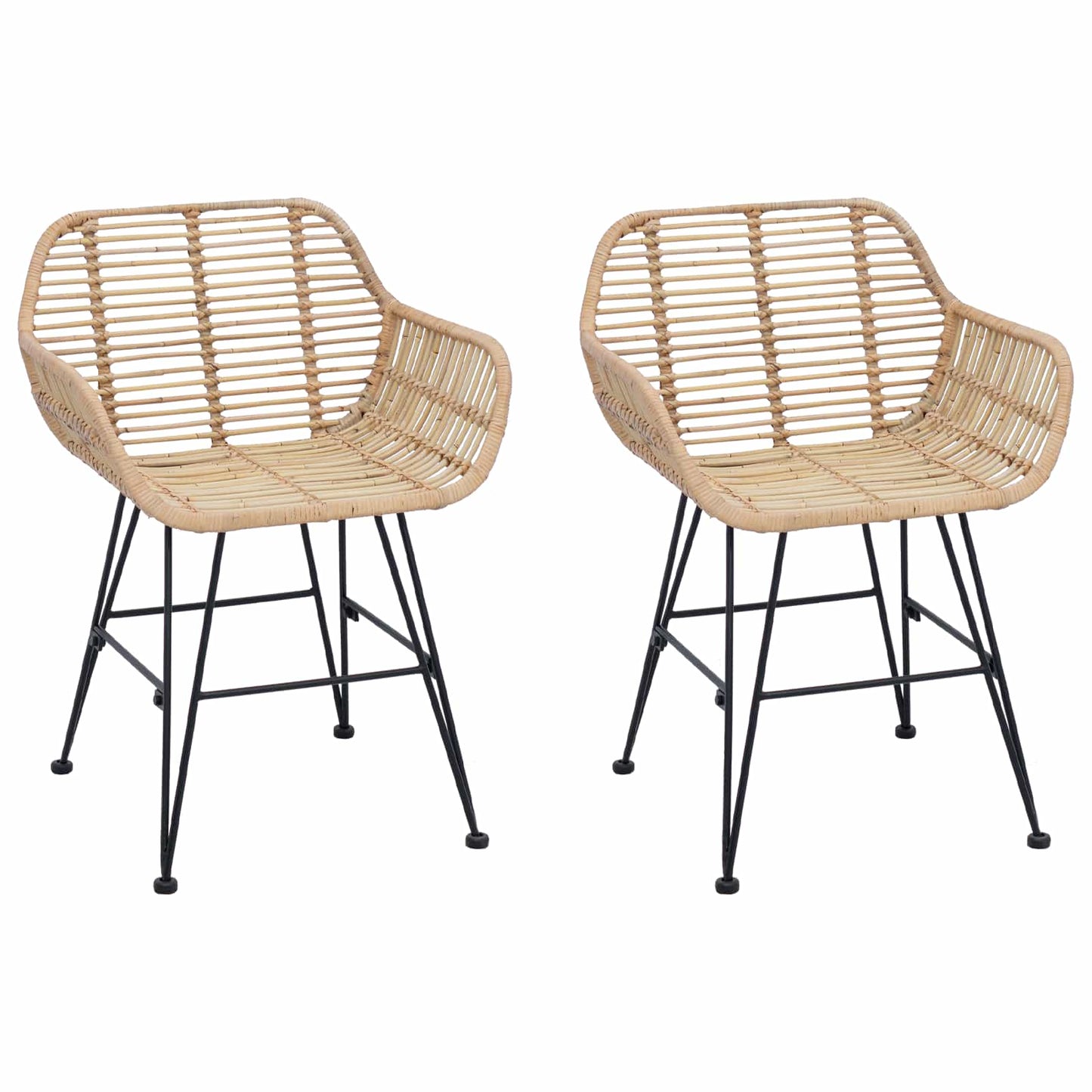 Eetkamerstoel 2 pcs Naturel 55 x 50 x 74 cm Riet en IJzer is nu te koop bij PeponiXL, paradijselijk wonen!