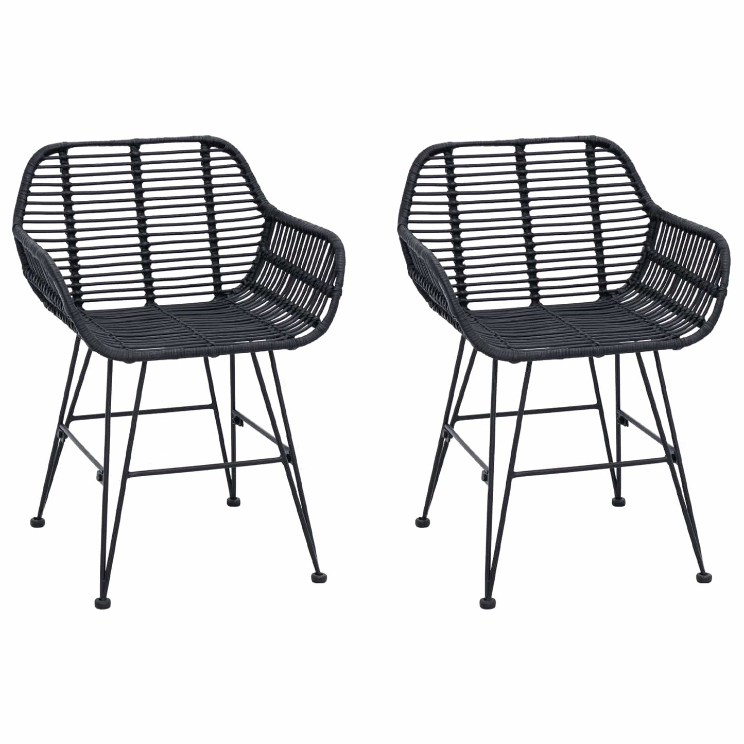 Eetkamerstoel 2 pcs Zwart 55 x 50 x 74 cm Riet en IJzer is nu te koop bij PeponiXL, paradijselijk wonen!