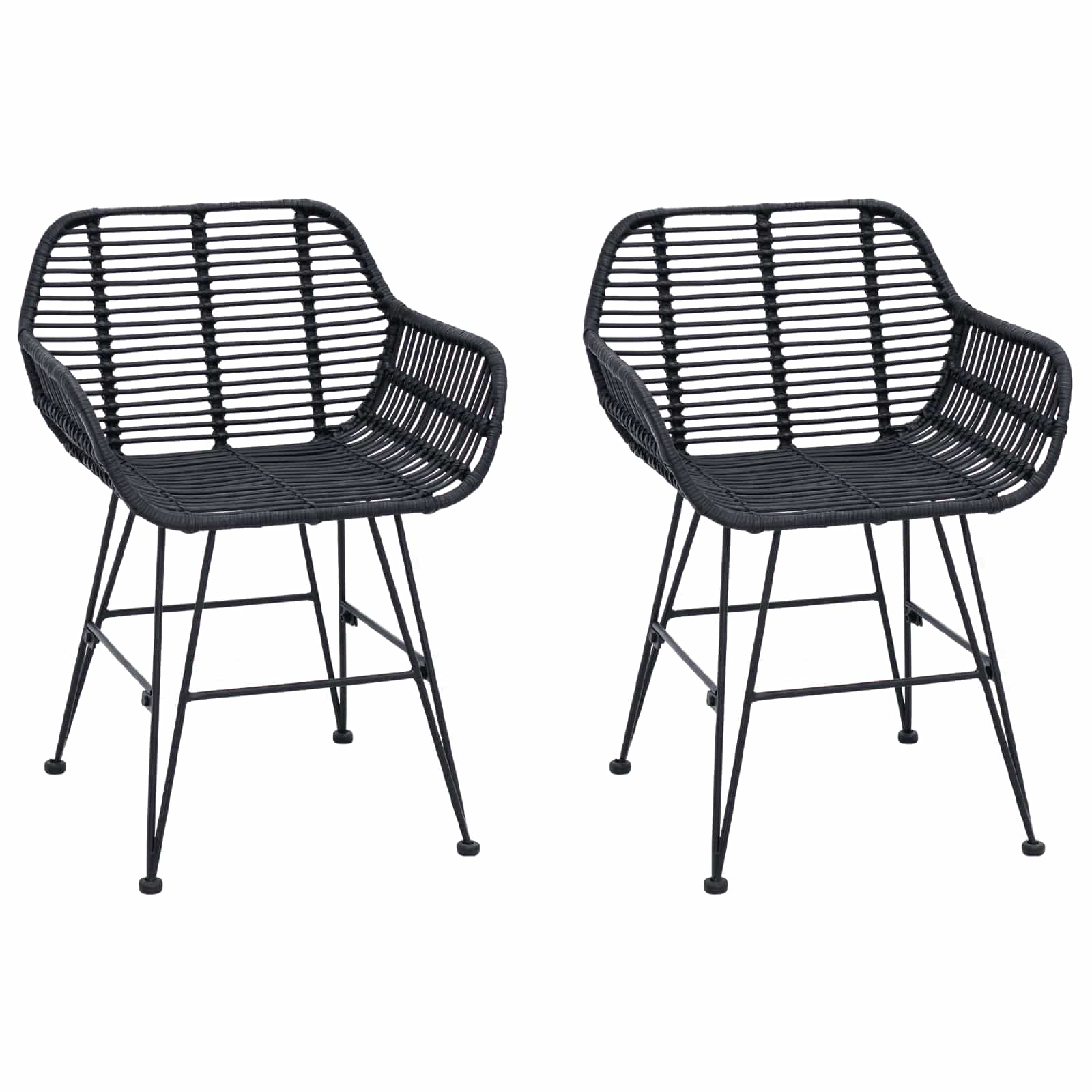 Eetkamerstoel 2 pcs Zwart 55 x 50 x 74 cm Riet en IJzer is nu te koop bij PeponiXL, paradijselijk wonen!