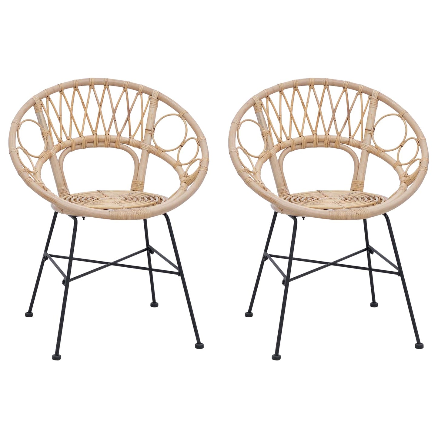 Eetkamerstoel 2 pcs Naturel 49 x 51 x 81 cm Riet en IJzer is nu te koop bij PeponiXL, paradijselijk wonen!