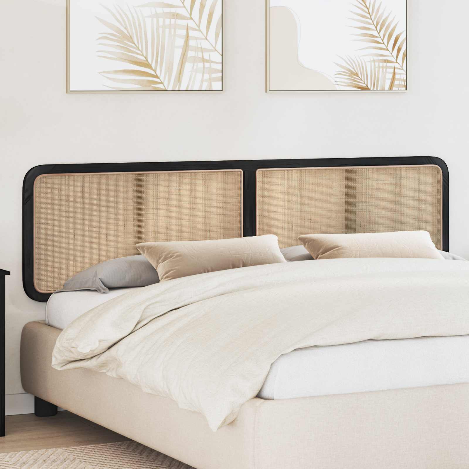 Hoofdbord met hoofdeinde Zwart 200 x 55 x 3 cm Rattan is nu te koop bij PeponiXL, paradijselijk wonen!