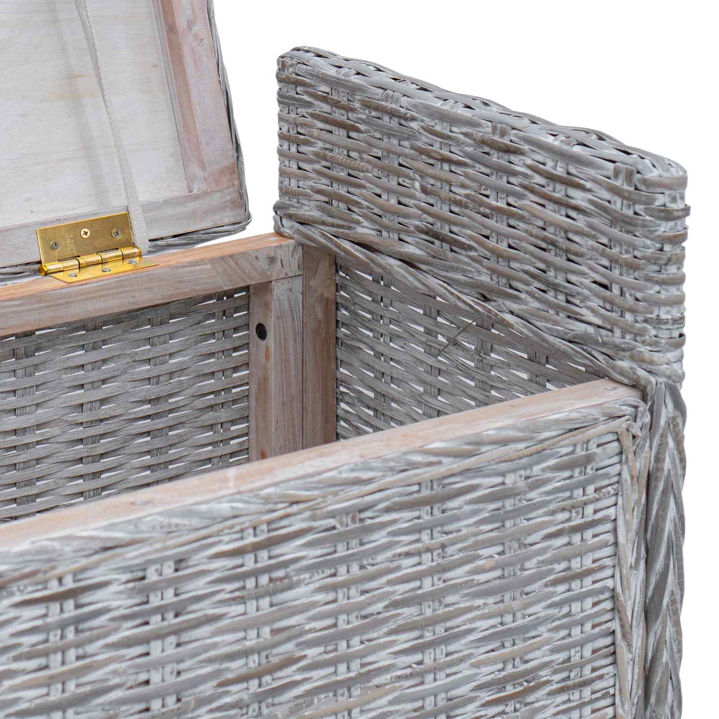 Opslagbank met kussen Wit gewassen 110 x 40 x 50 cm Rattan is nu te koop bij PeponiXL, paradijselijk wonen!