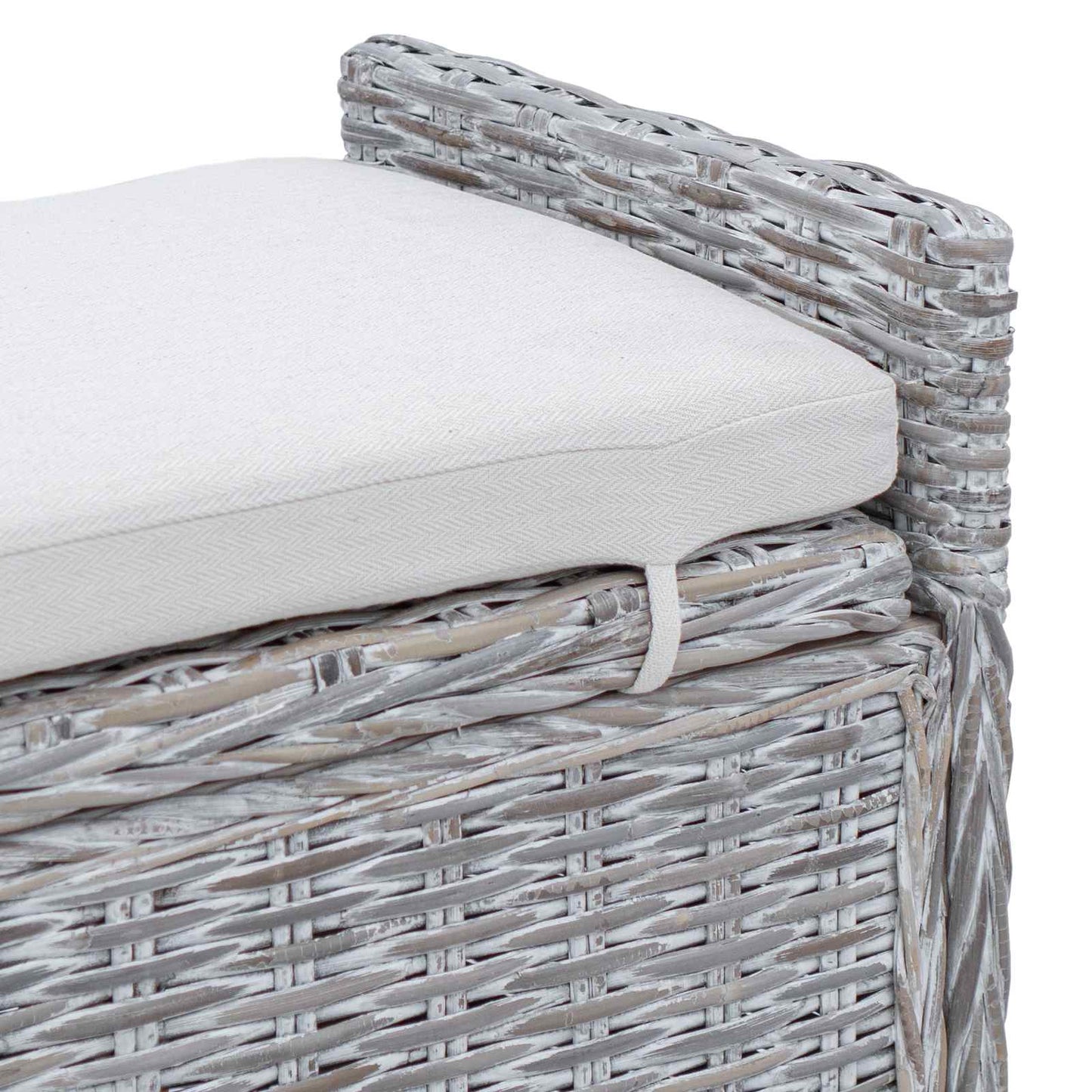 Opslagbank met kussen Wit gewassen 110 x 40 x 50 cm Rattan is nu te koop bij PeponiXL, paradijselijk wonen!
