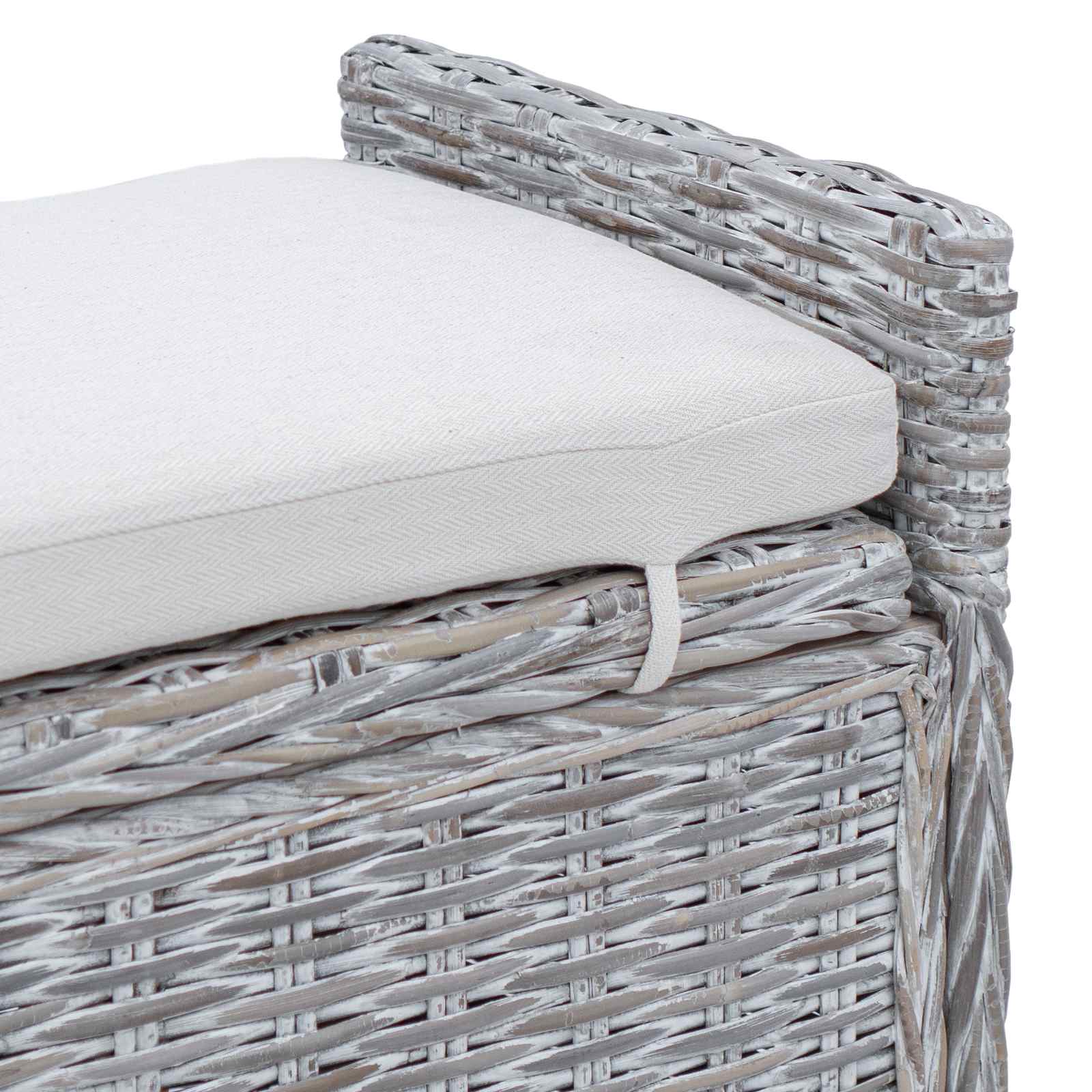 Opslagbank met kussen Wit gewassen 110 x 40 x 50 cm Rattan is nu te koop bij PeponiXL, paradijselijk wonen!