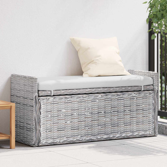 Opslagbank met kussen Wit gewassen 110 x 40 x 50 cm Rattan is nu te koop bij PeponiXL, paradijselijk wonen!