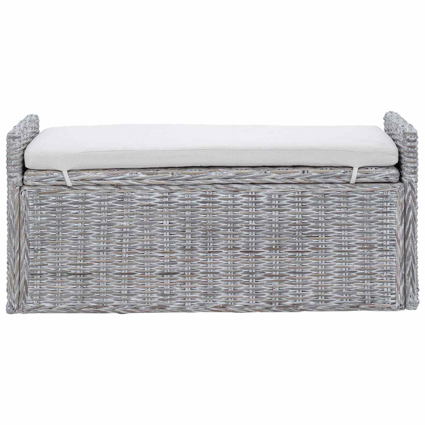Opslagbank met kussen Wit gewassen 110 x 40 x 50 cm Rattan is nu te koop bij PeponiXL, paradijselijk wonen!