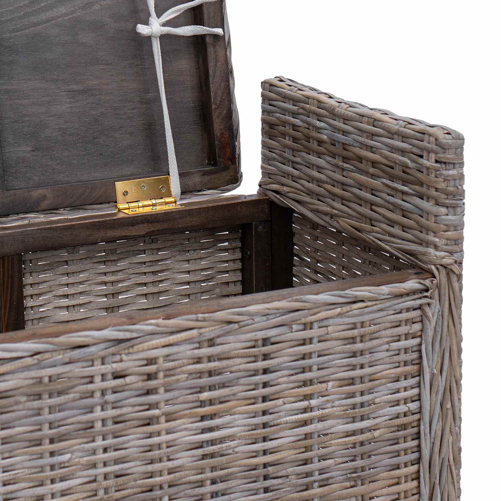 Opslagbank met kussen met opslag Grijs 110 x 40 x 50 cm Rattan is nu te koop bij PeponiXL, paradijselijk wonen!