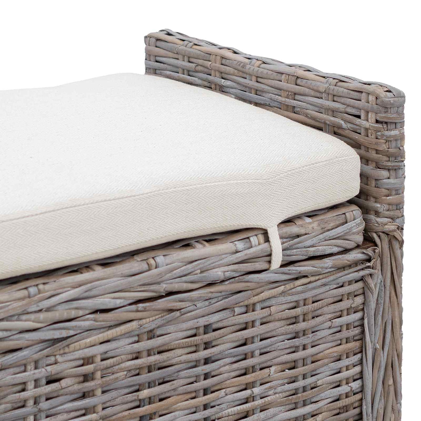 Opslagbank met kussen met opslag Grijs 110 x 40 x 50 cm Rattan is nu te koop bij PeponiXL, paradijselijk wonen!