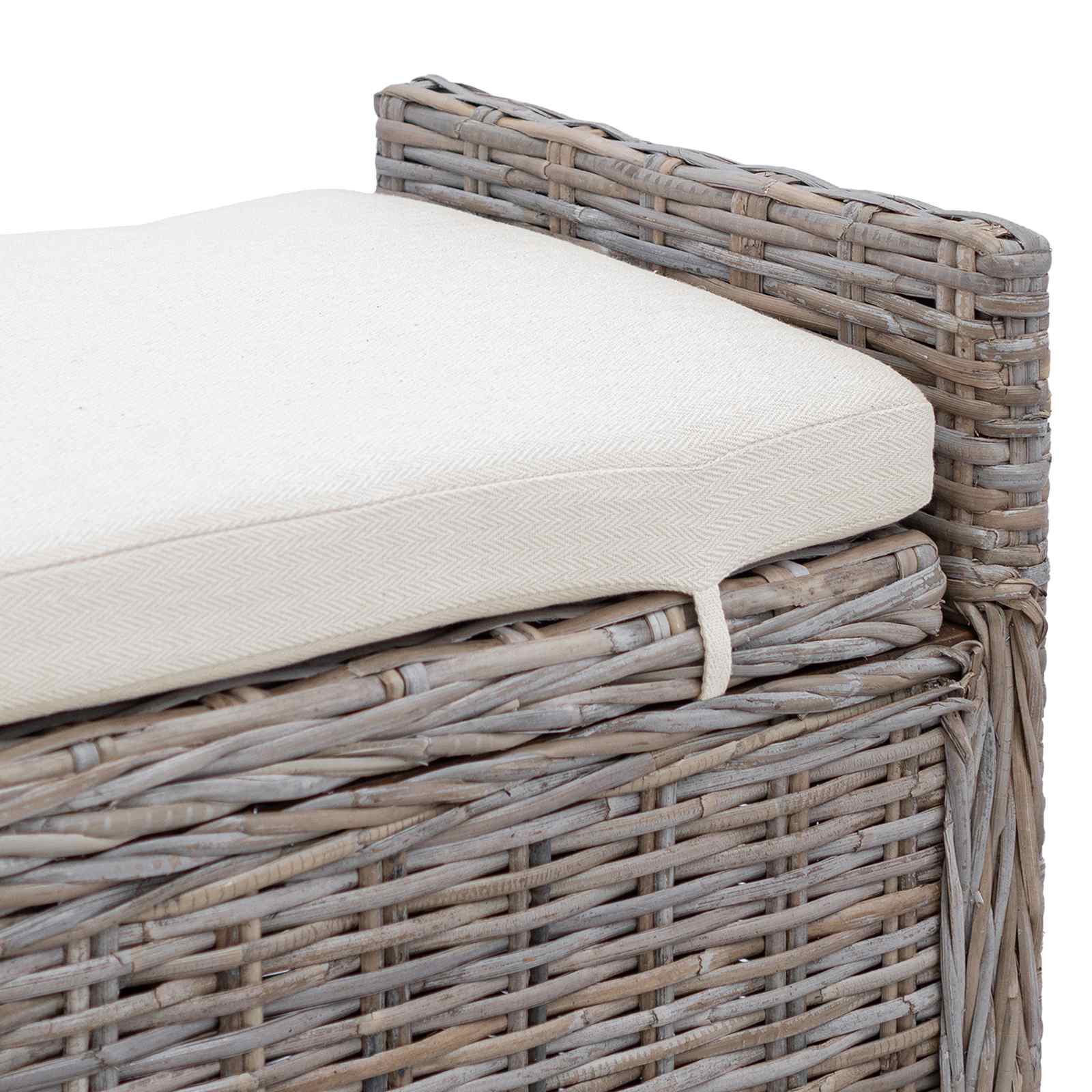 Opslagbank met kussen met opslag Grijs 110 x 40 x 50 cm Rattan is nu te koop bij PeponiXL, paradijselijk wonen!