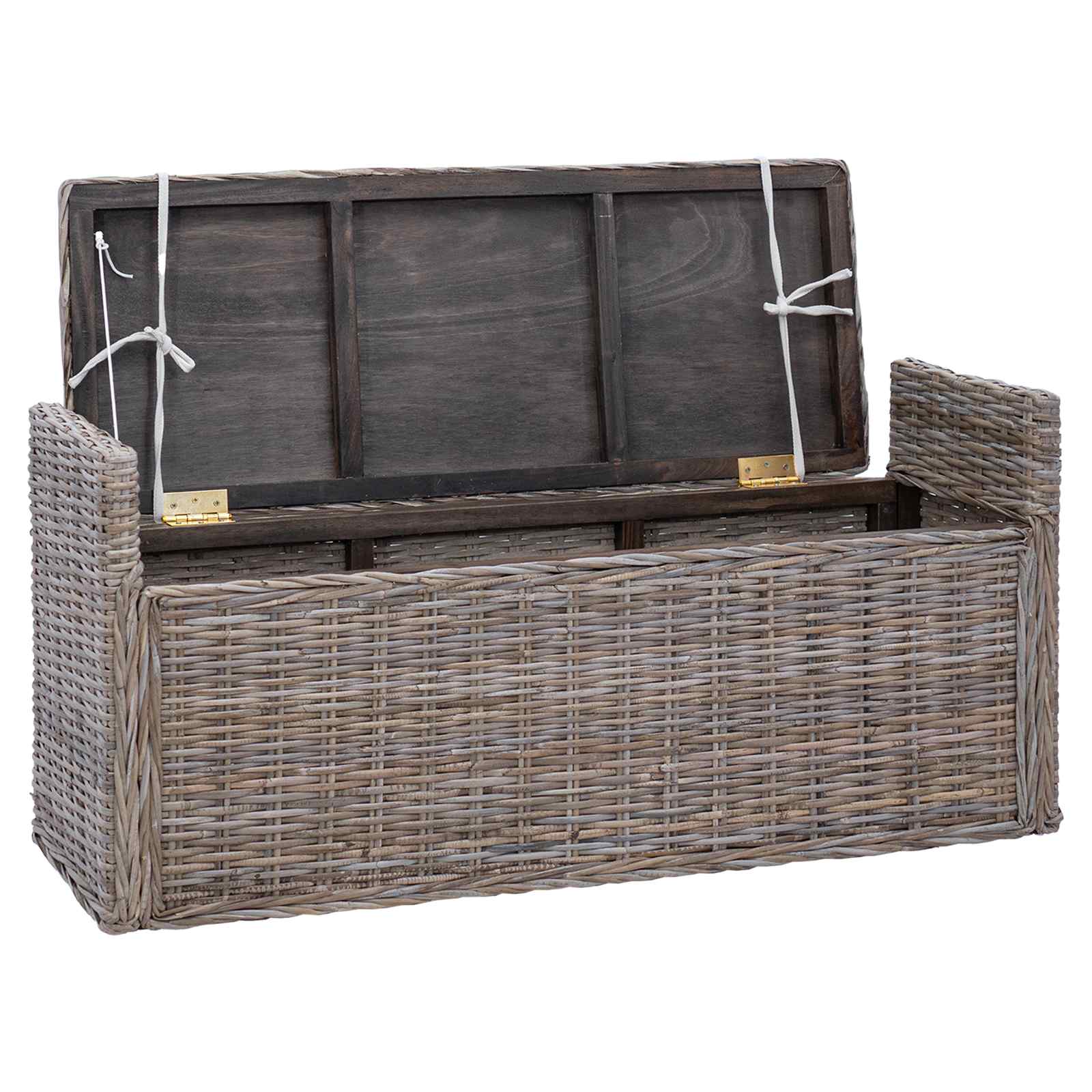 Opslagbank met kussen met opslag Grijs 110 x 40 x 50 cm Rattan is nu te koop bij PeponiXL, paradijselijk wonen!