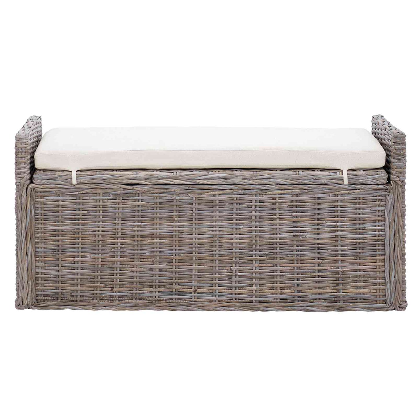 Opslagbank met kussen met opslag Grijs 110 x 40 x 50 cm Rattan is nu te koop bij PeponiXL, paradijselijk wonen!