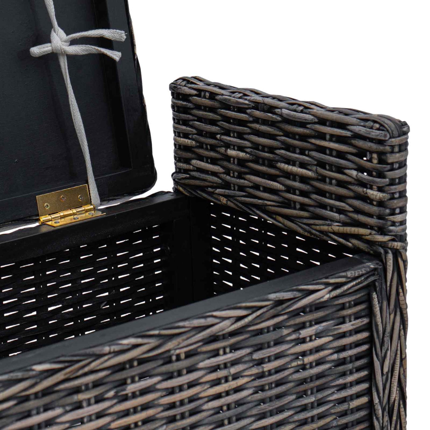 Opslagbank met kussen Zwart gewassen 110 x 40 x 50 cm Rattan is nu te koop bij PeponiXL, paradijselijk wonen!