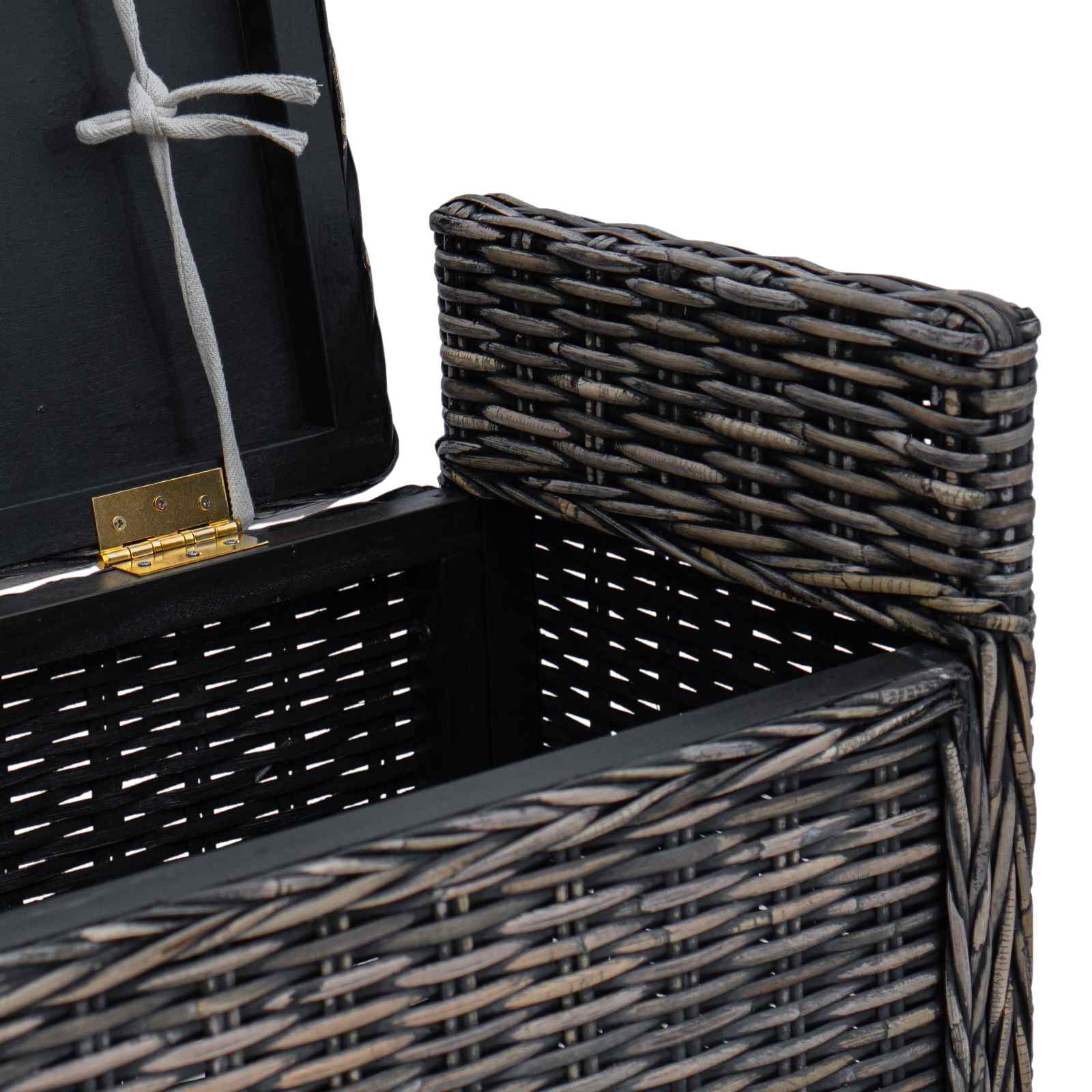 Opslagbank met kussen Zwart gewassen 110 x 40 x 50 cm Rattan is nu te koop bij PeponiXL, paradijselijk wonen!
