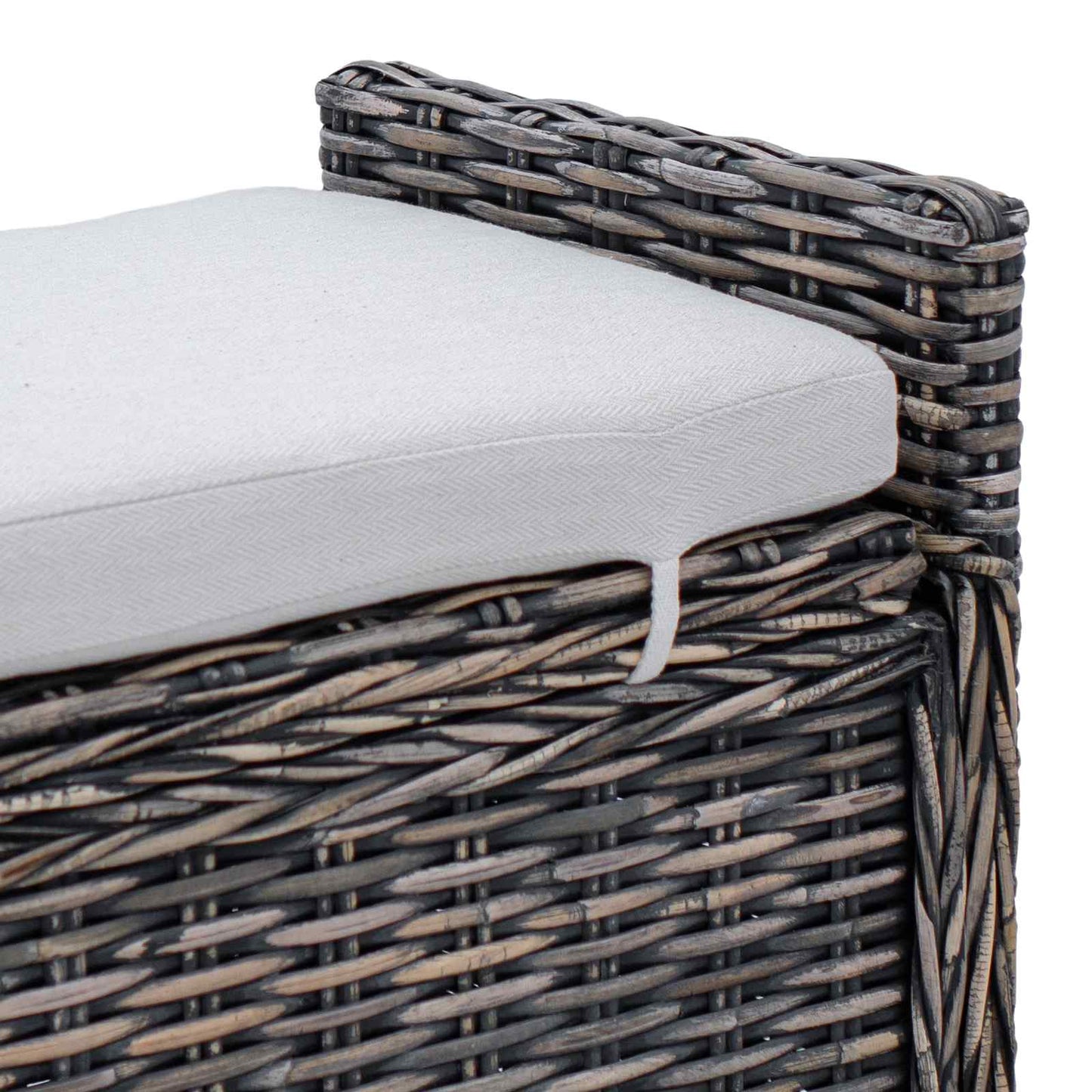Opslagbank met kussen Zwart gewassen 110 x 40 x 50 cm Rattan is nu te koop bij PeponiXL, paradijselijk wonen!