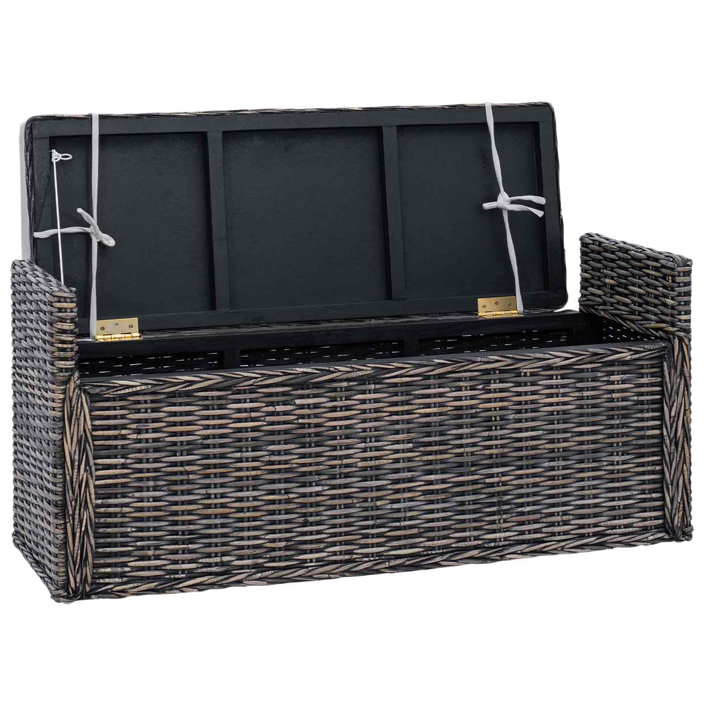 Opslagbank met kussen Zwart gewassen 110 x 40 x 50 cm Rattan is nu te koop bij PeponiXL, paradijselijk wonen!