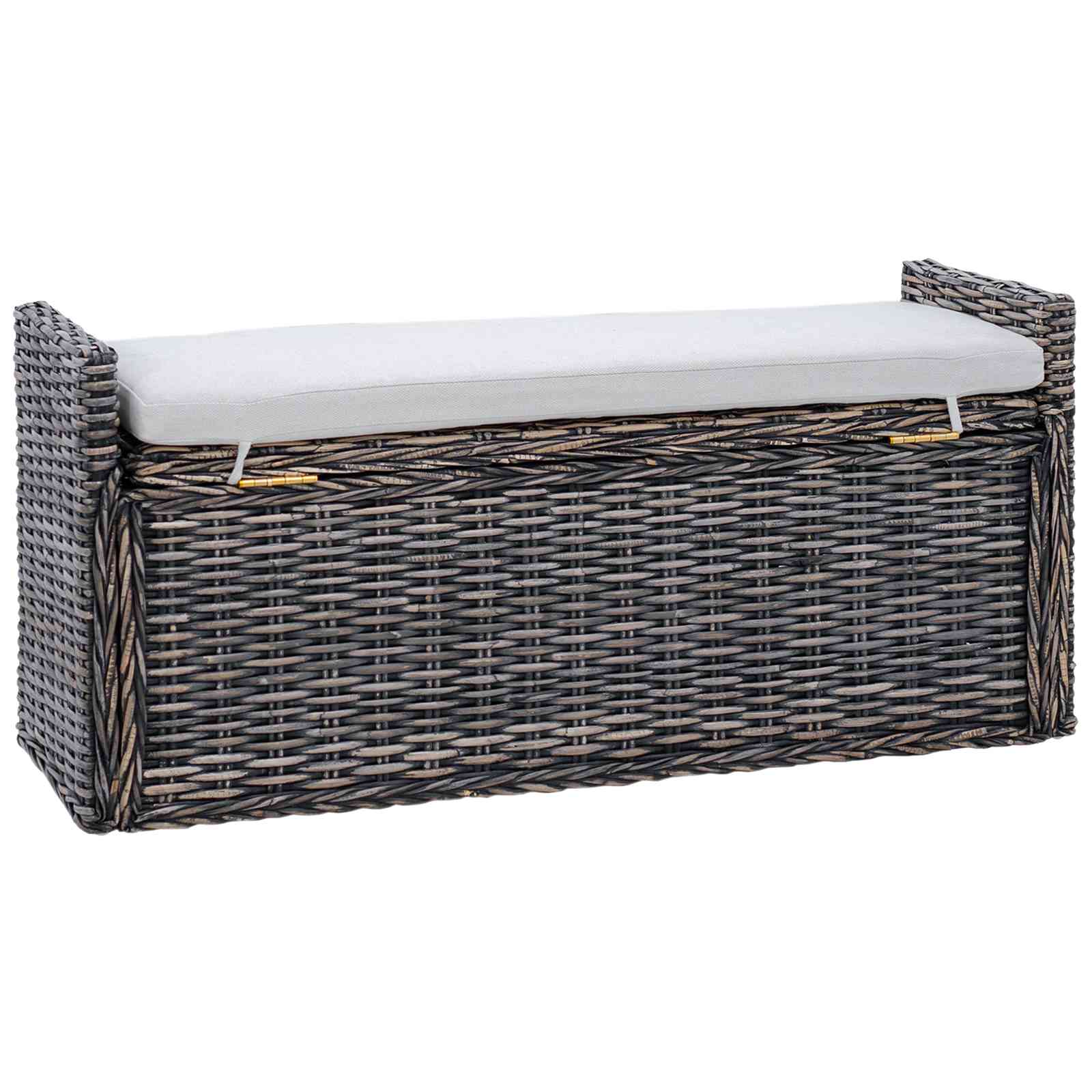 Opslagbank met kussen Zwart gewassen 110 x 40 x 50 cm Rattan is nu te koop bij PeponiXL, paradijselijk wonen!