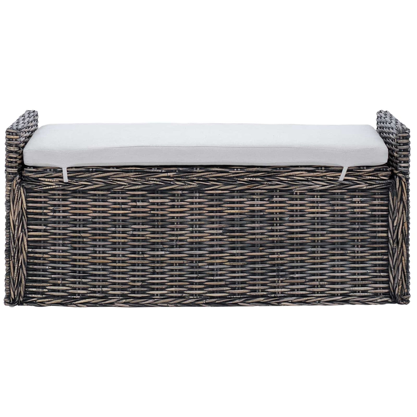 Opslagbank met kussen Zwart gewassen 110 x 40 x 50 cm Rattan is nu te koop bij PeponiXL, paradijselijk wonen!