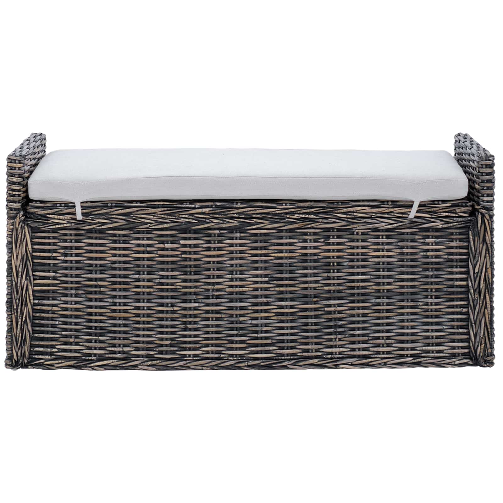Opslagbank met kussen Zwart gewassen 110 x 40 x 50 cm Rattan is nu te koop bij PeponiXL, paradijselijk wonen!