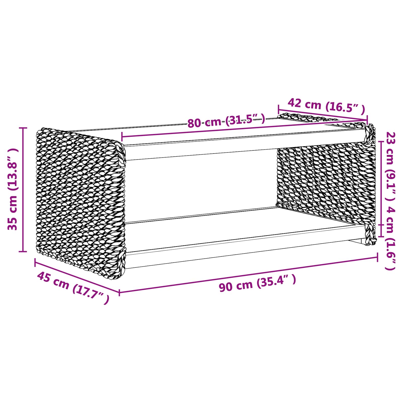 Salontafel Naturel 90 x 45 x 35 cm Massief Mahoniehout is nu te koop bij PeponiXL, paradijselijk wonen!