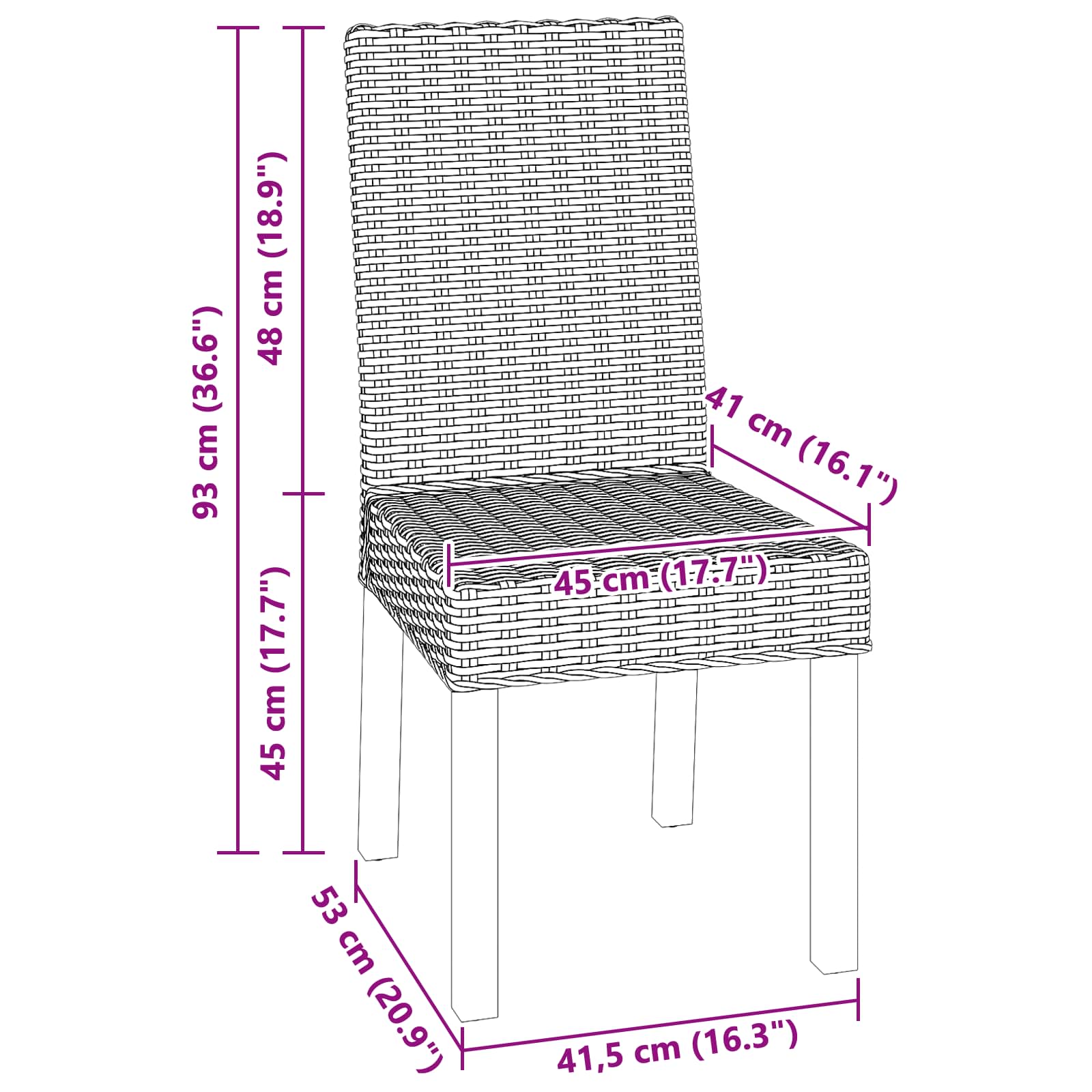 Eetkamerstoel 2 pcs Kubu grijs 45 x 54 x 93 cm is nu te koop bij PeponiXL, paradijselijk wonen!