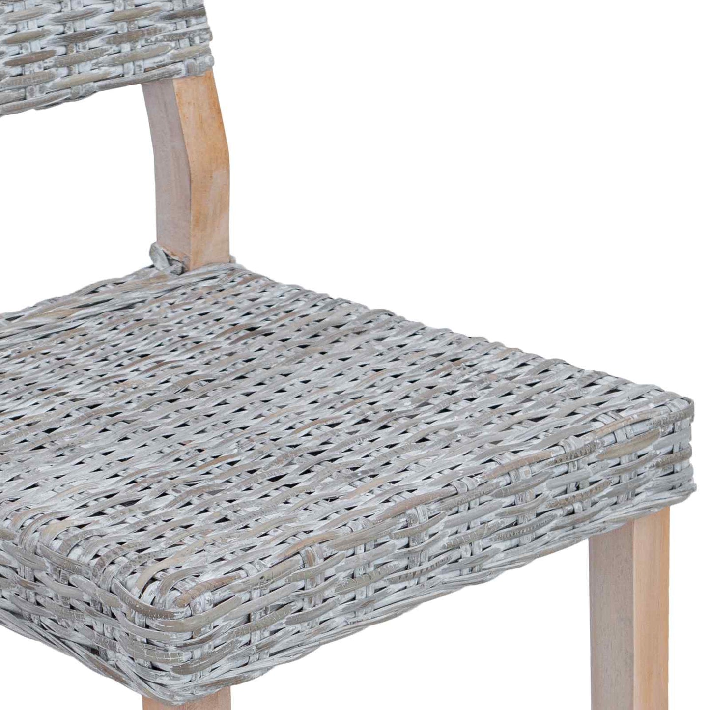 Eetkamerstoel 2 pcs Wit gewassen 46 x 55 x 84 cm Kubu Rattan is nu te koop bij PeponiXL, paradijselijk wonen!