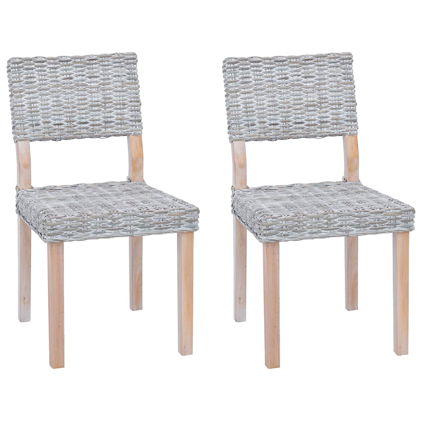 Eetkamerstoel 2 pcs Wit gewassen 46 x 55 x 84 cm Kubu Rattan is nu te koop bij PeponiXL, paradijselijk wonen!