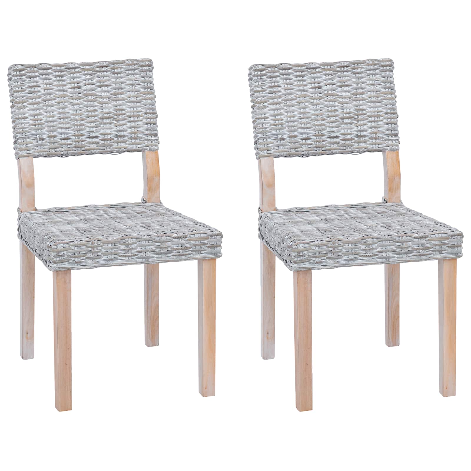Eetkamerstoel 2 pcs Wit gewassen 46 x 55 x 84 cm Kubu Rattan is nu te koop bij PeponiXL, paradijselijk wonen!
