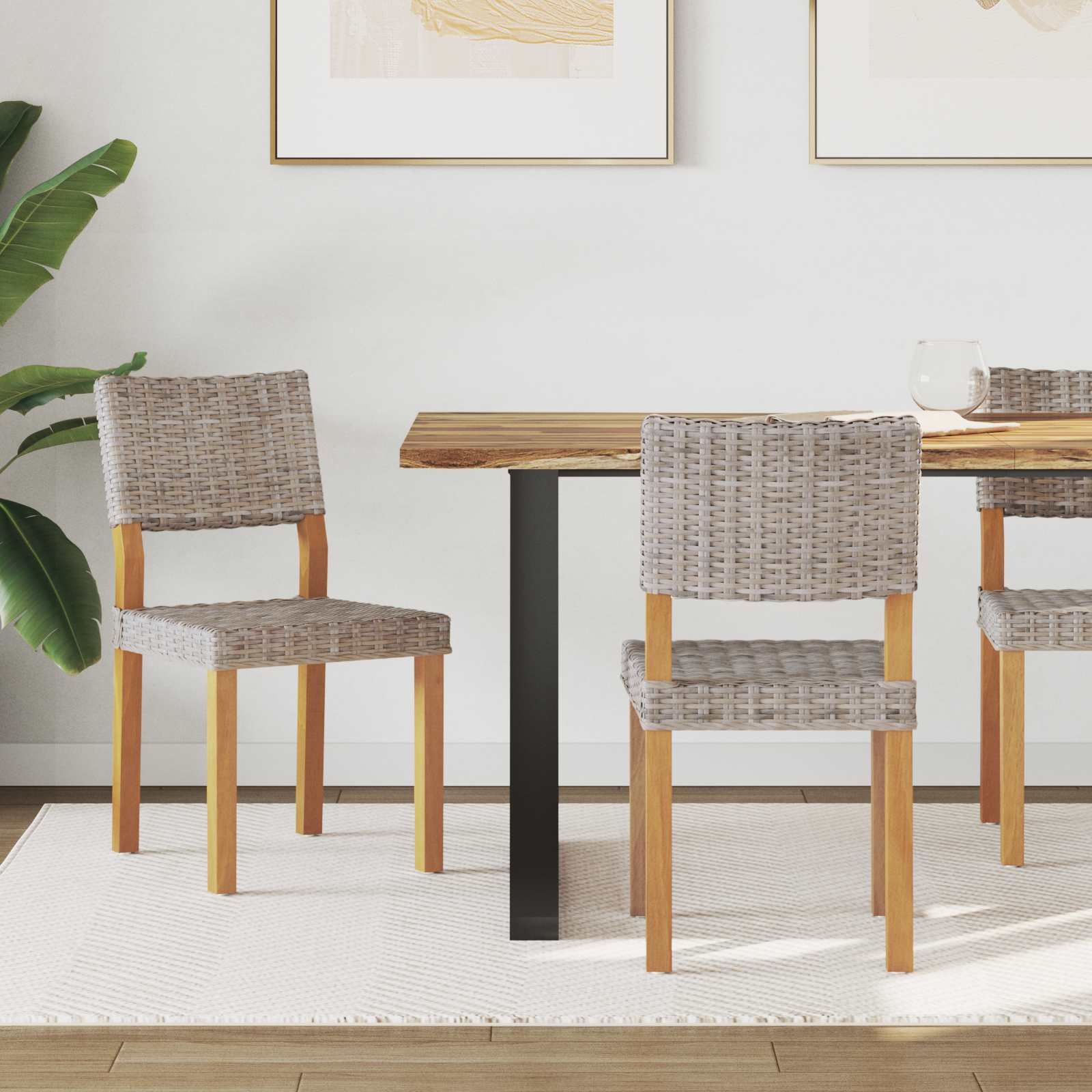 Eetkamerstoel 2 pcs Kubu grijs 46 x 55 x 84 cm Kubu Rattan is nu te koop bij PeponiXL, paradijselijk wonen!