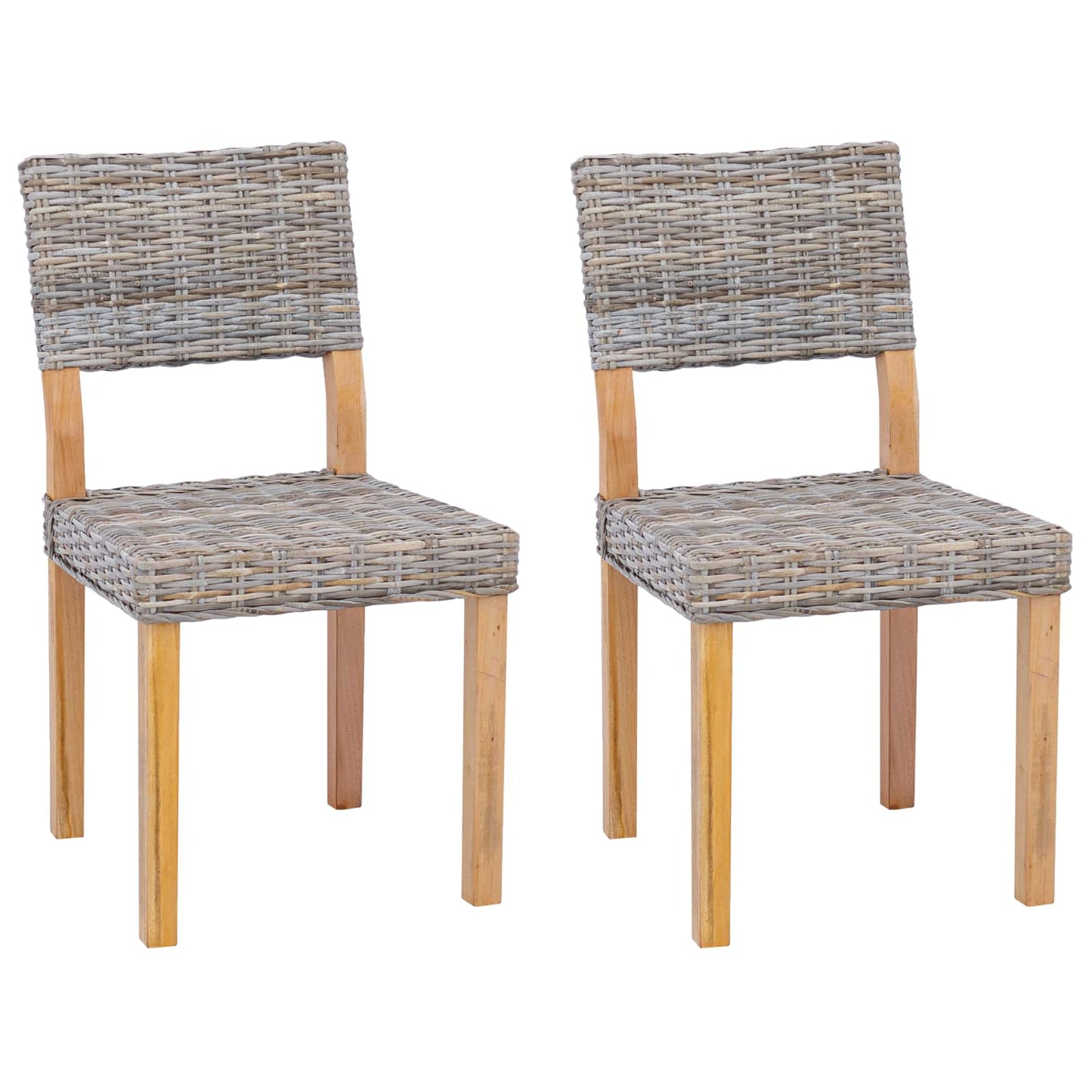 Eetkamerstoel 2 pcs Kubu grijs 46 x 55 x 84 cm Kubu Rattan is nu te koop bij PeponiXL, paradijselijk wonen!