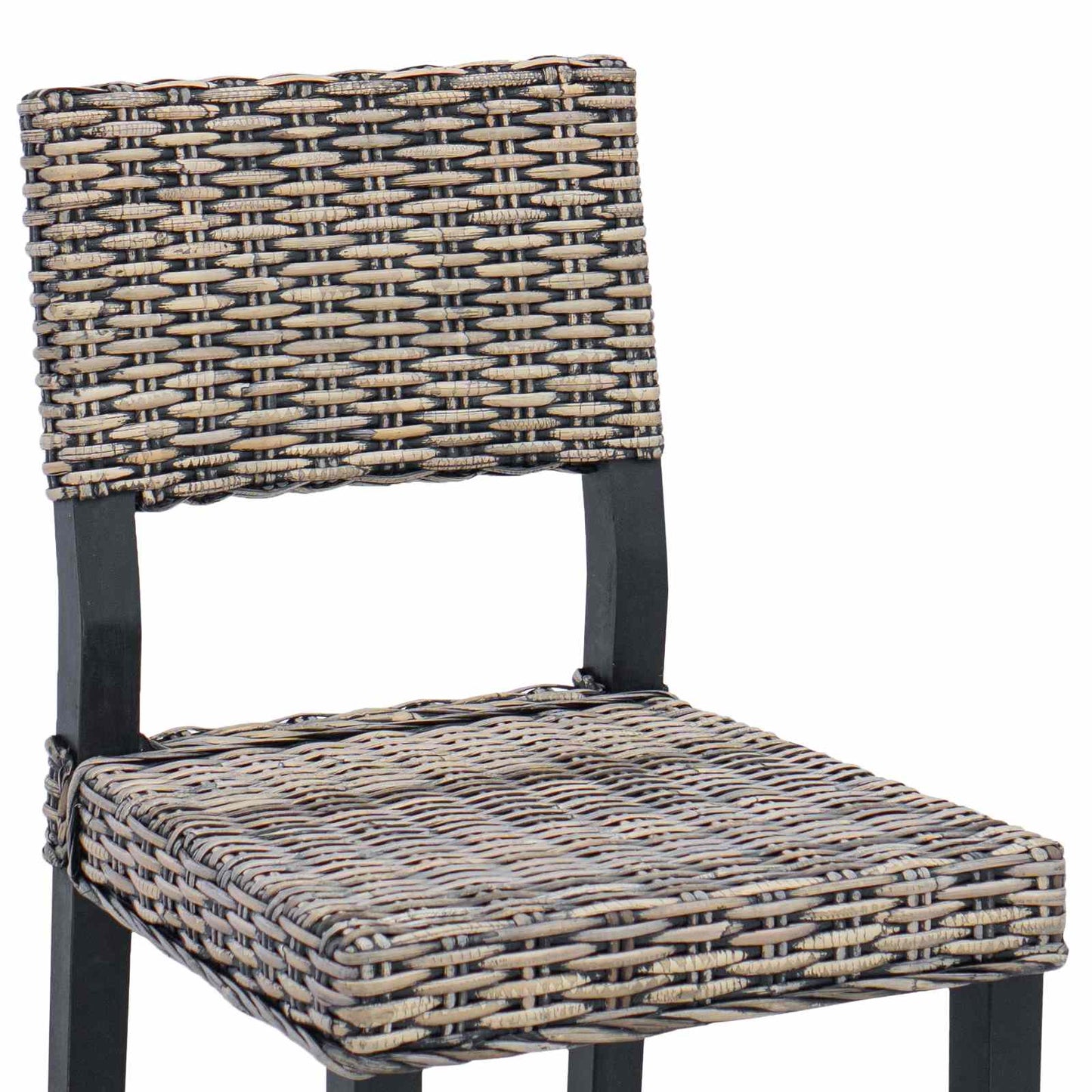 Eetkamerstoel 2 pcs Zwart gewassen 46 x 55 x 84 cm Kubu Rattan is nu te koop bij PeponiXL, paradijselijk wonen!