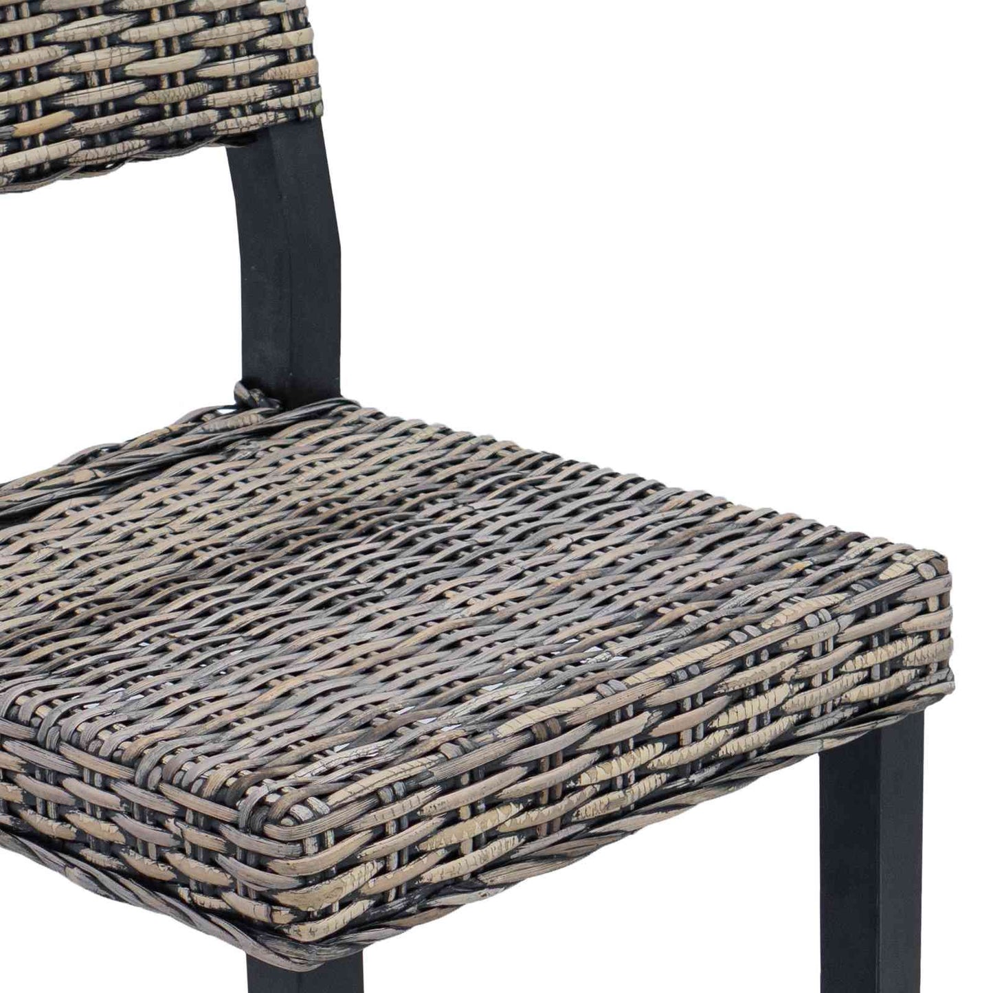 Eetkamerstoel 2 pcs Zwart gewassen 46 x 55 x 84 cm Kubu Rattan is nu te koop bij PeponiXL, paradijselijk wonen!