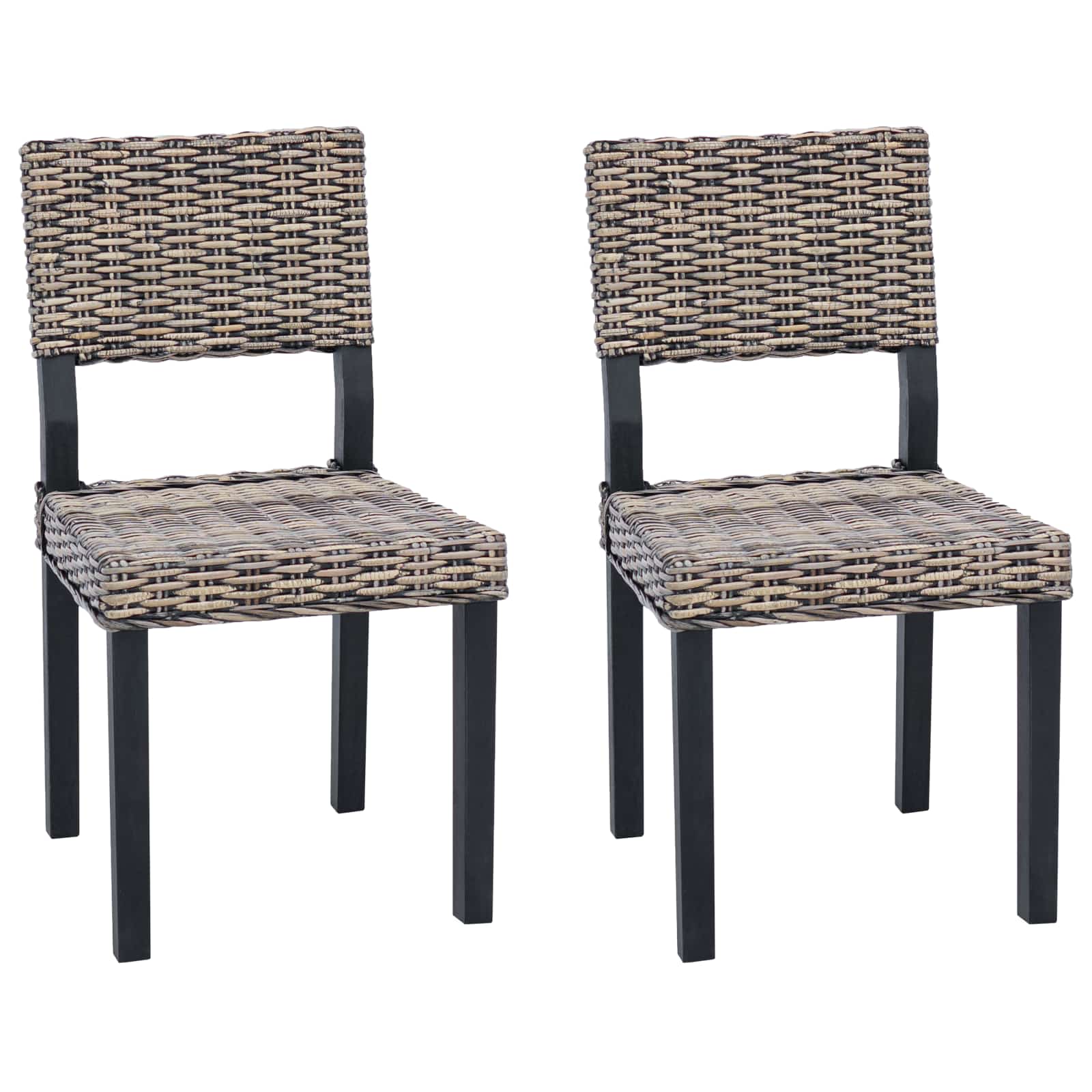 Eetkamerstoel 2 pcs Zwart gewassen 46 x 55 x 84 cm Kubu Rattan is nu te koop bij PeponiXL, paradijselijk wonen!