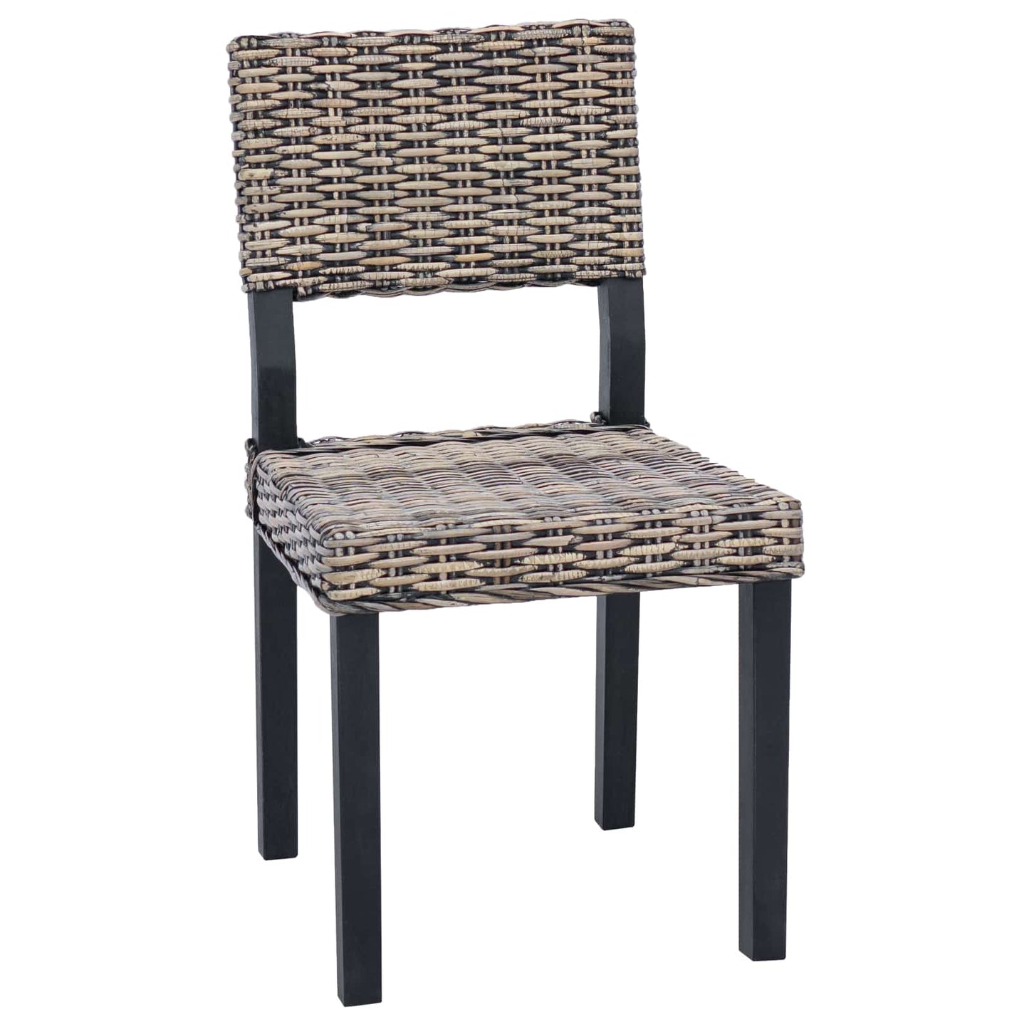 Eetkamerstoel 2 pcs Zwart gewassen 46 x 55 x 84 cm Kubu Rattan is nu te koop bij PeponiXL, paradijselijk wonen!