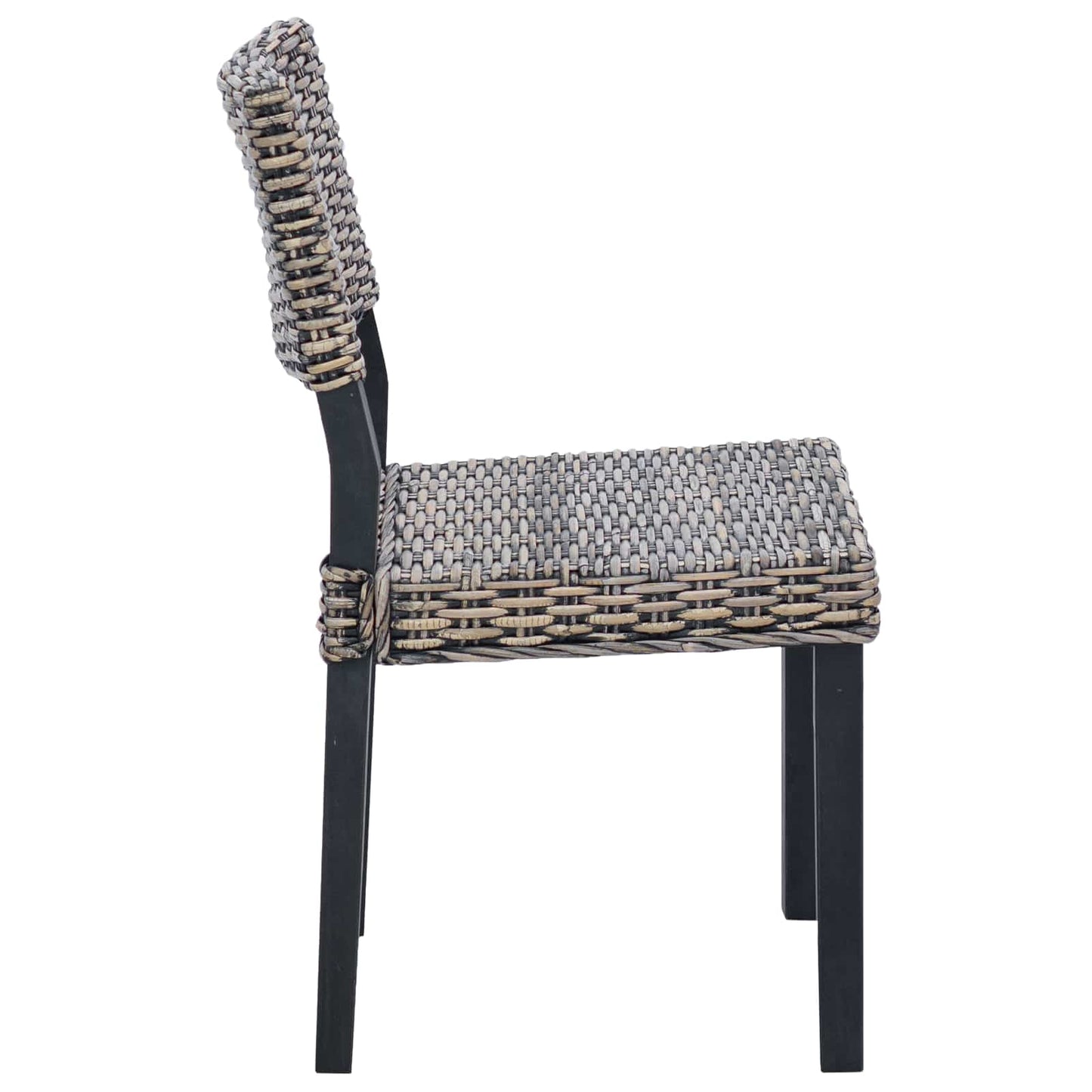 Eetkamerstoel 2 pcs Zwart gewassen 46 x 55 x 84 cm Kubu Rattan is nu te koop bij PeponiXL, paradijselijk wonen!