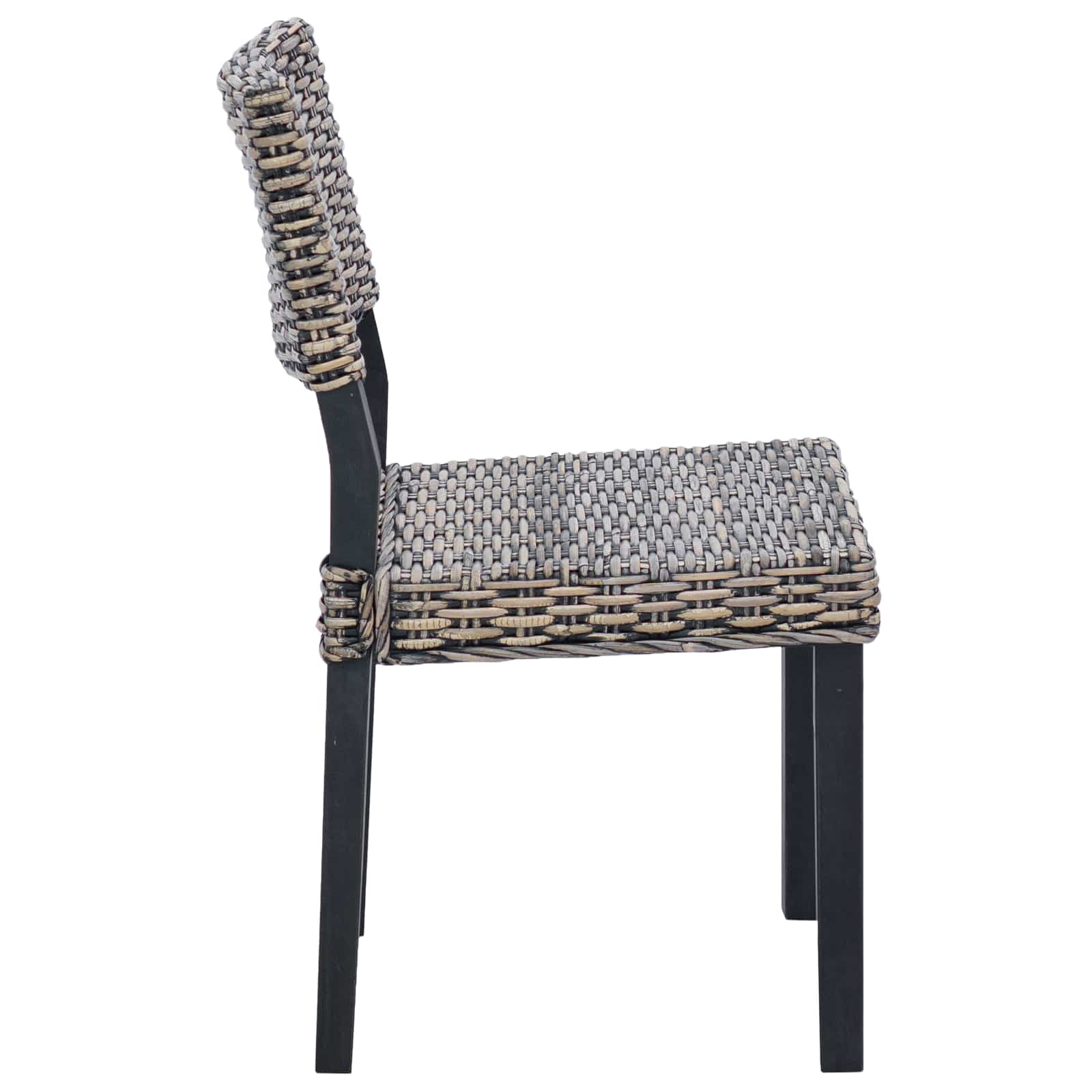 Eetkamerstoel 2 pcs Zwart gewassen 46 x 55 x 84 cm Kubu Rattan is nu te koop bij PeponiXL, paradijselijk wonen!