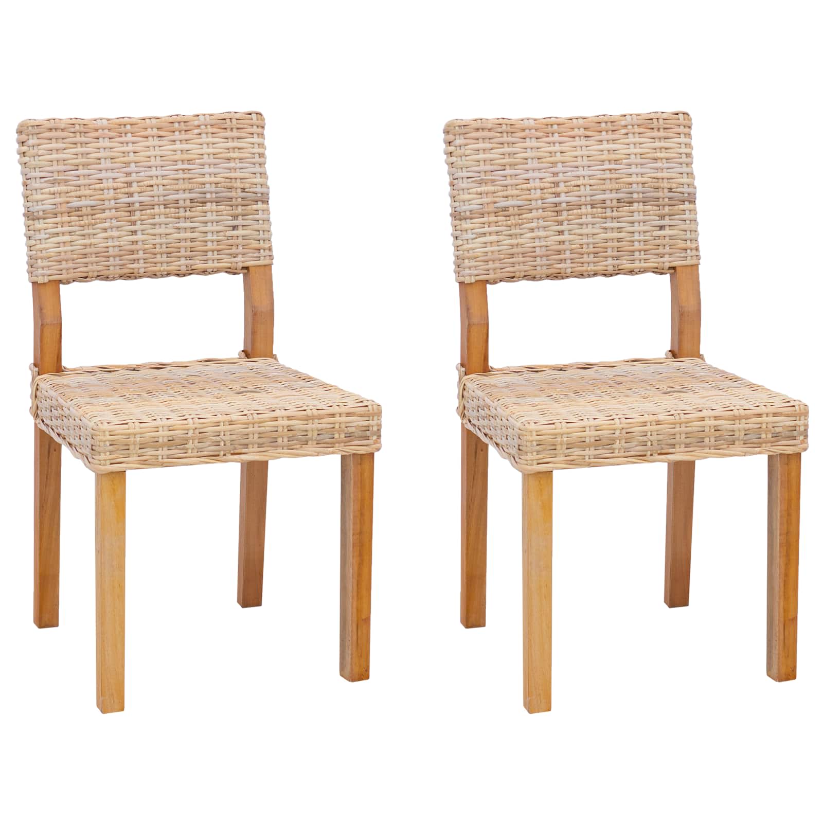 Eetkamerstoel 2 pcs Naturel 46 x 55 x 84 cm Kubu Rattan is nu te koop bij PeponiXL, paradijselijk wonen!